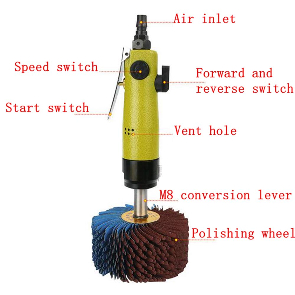 Pneumatic Wood Polisher Buffer with Jackfruit-Shaped Grinder & Emery Cloth Wheel - Professional Woodworking Groove Line Polishing Machine for Furniture, Cabinets & DIY Projects