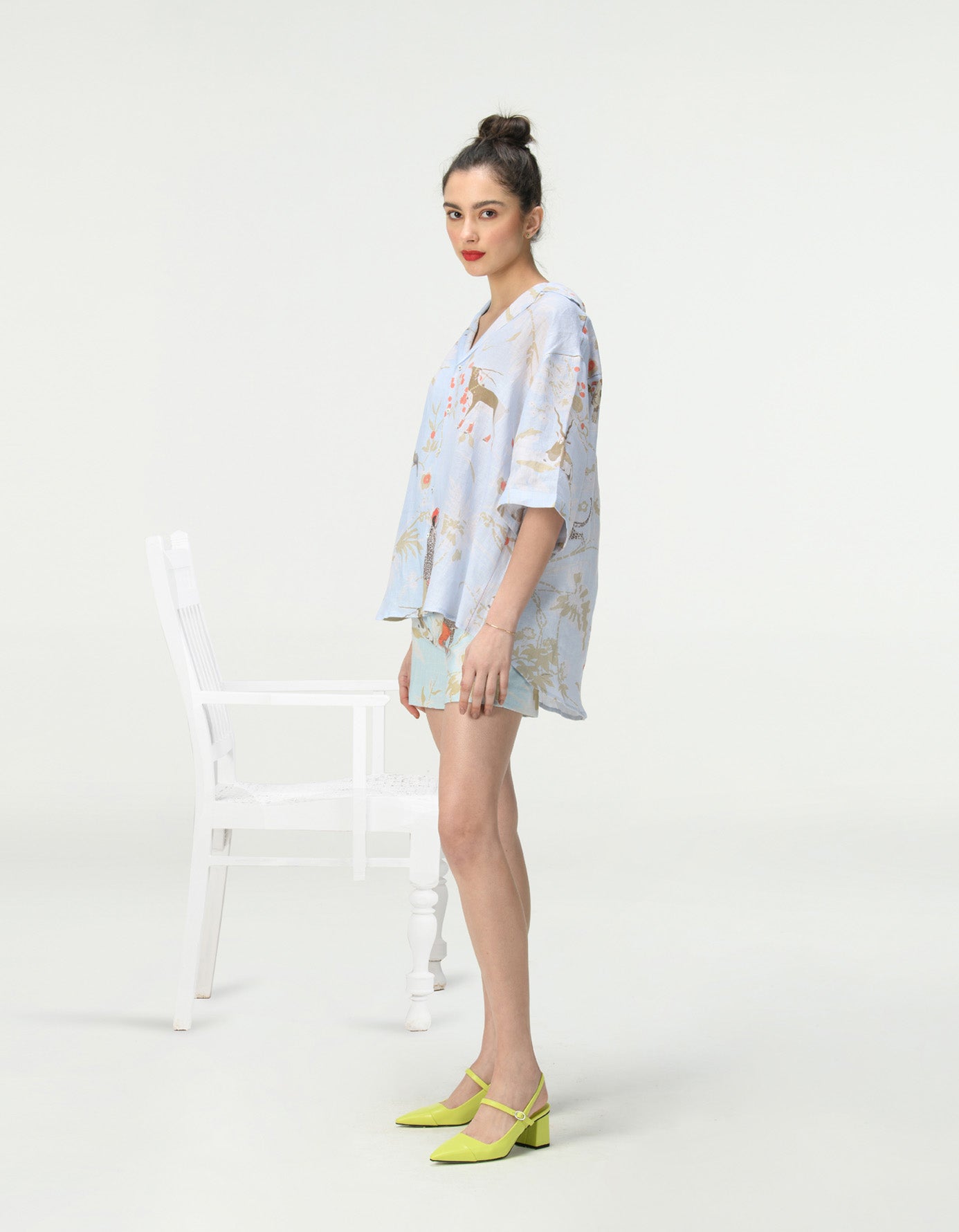 Oversized Linen Bush Shirt in Ice Blue - Comfortable & Stylish Summer Top for Women | Perfect for Beach, Vacation & Casual Outings