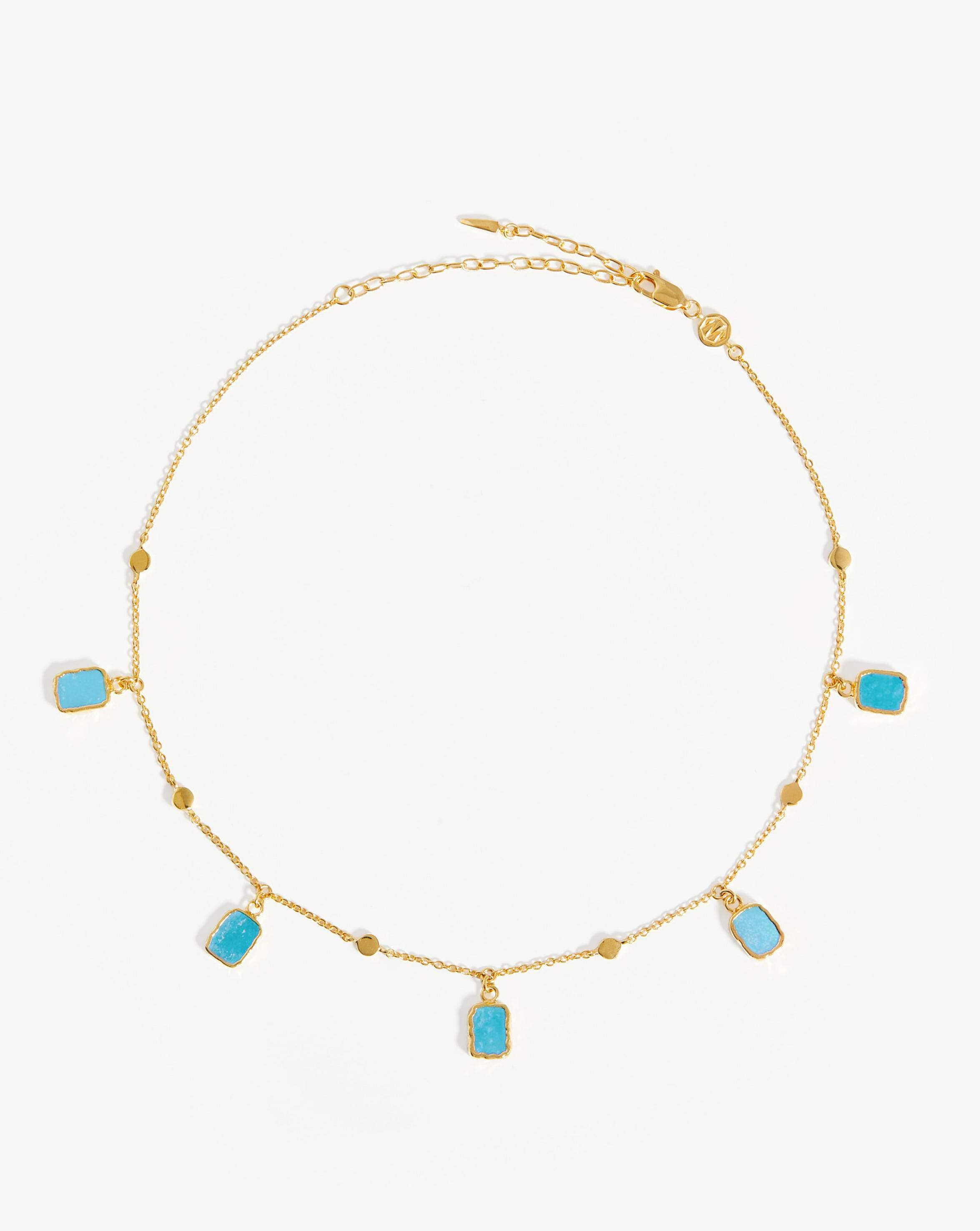 Lena Charm Choker Necklace - 18k Gold Plated Turquoise Pendant for Women | Elegant Layering Piece for Date Night, Wedding & Special Occasions