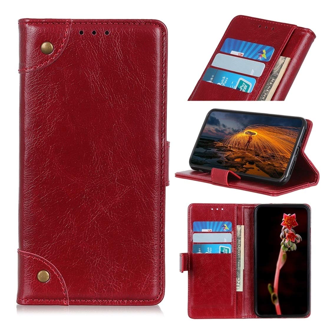 Premium Leather Phone Case for Xiaomi Mi CC9e / Mi A3 - Horizontal Flip Design with Copper Buckle, Nappa Texture, Card Slots & Wallet Function (Wine Red/Black) - Perfect for Daily Use, Business Meetings & Travel Protection
