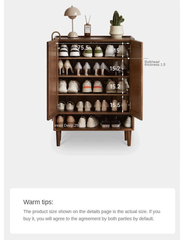 Solid Oak Wood Shoe Storage Cabinet - Large Capacity Entryway Organizer for Shoes, Boots & Accessories | Perfect for Hallway, Closet & Mudroom Organization