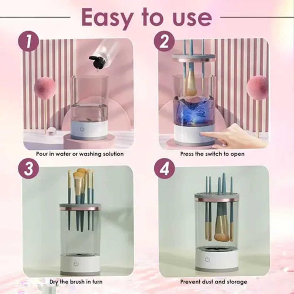Electric Makeup Brush Cleaner - Beauty Swirl & Cozy Luna Cosmetic Brush Cleaner for All Makeup Brushes | Fast & Deep Cleaning | Perfect for Home, Salon & Travel Use (1 Pack)