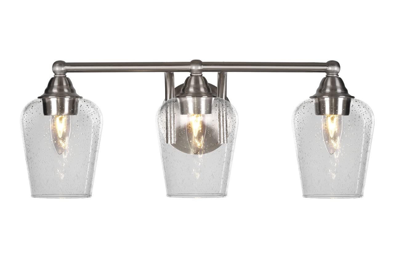 3-Light Brushed Nickel Bathroom Vanity Light Fixture - Modern Bath Lighting for Vanity, Mirror, or Sink Area (3423-BN-210) - Perfect for Home Bathroom Remodel & Spa-Like Ambience