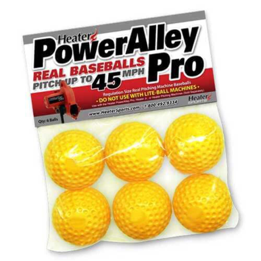 Heater Sports PowerAlley Pro Yellow Dimple Baseballs - Official Size & Weight Durable Pitching Machine Balls for Baseball Training, Practice & Games | Perfect for Batting Cages, Pitching Machines & Team Drills