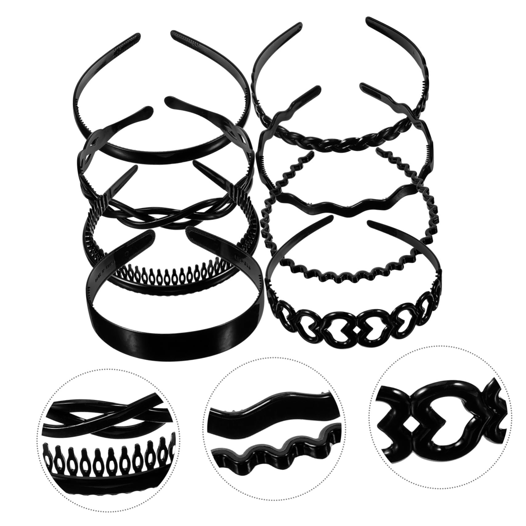 Minkissy 8-Piece Simple Headband Set - Wide Teeth Hair Clasps & Unisex Hair Bands for Men & Women - Fashion Hair Accessories for Workouts, Yoga, and Everyday Styling