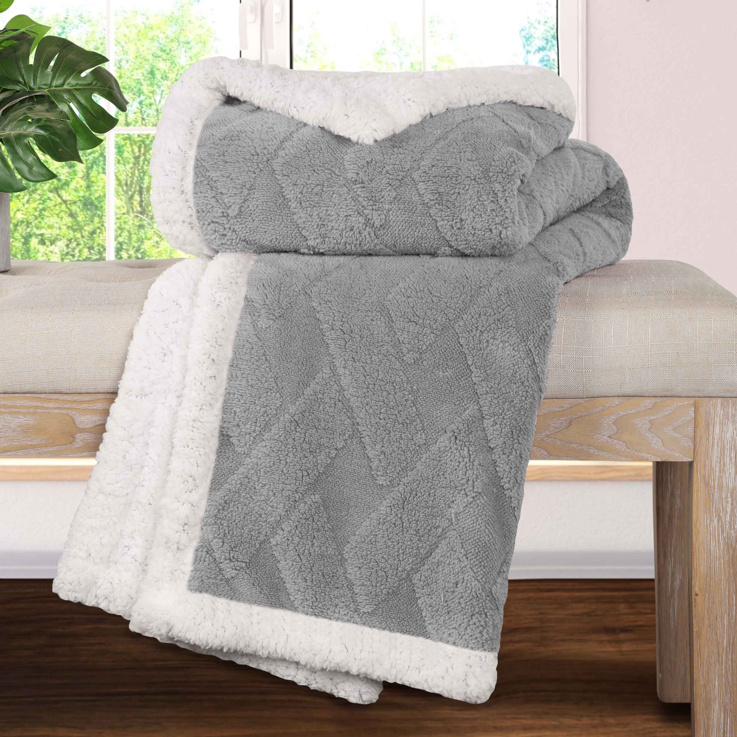 Nuuk Reversible Jacquard Lattice Plush Sherpa Fleece Blanket - Ultra Soft & Warm Winter Throw for Couch, Bed & Travel - Cozy Home Decor Gift for Christmas & Cold Weather
