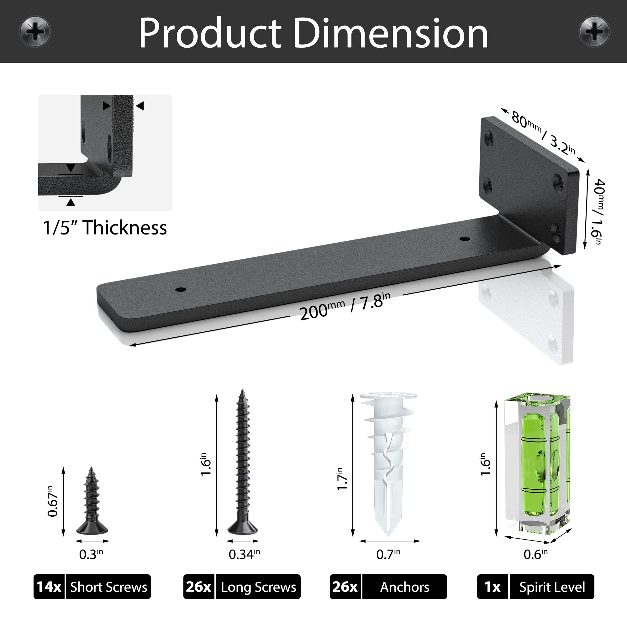 Heavy Duty Shelf Brackets 8 Inch (1/5