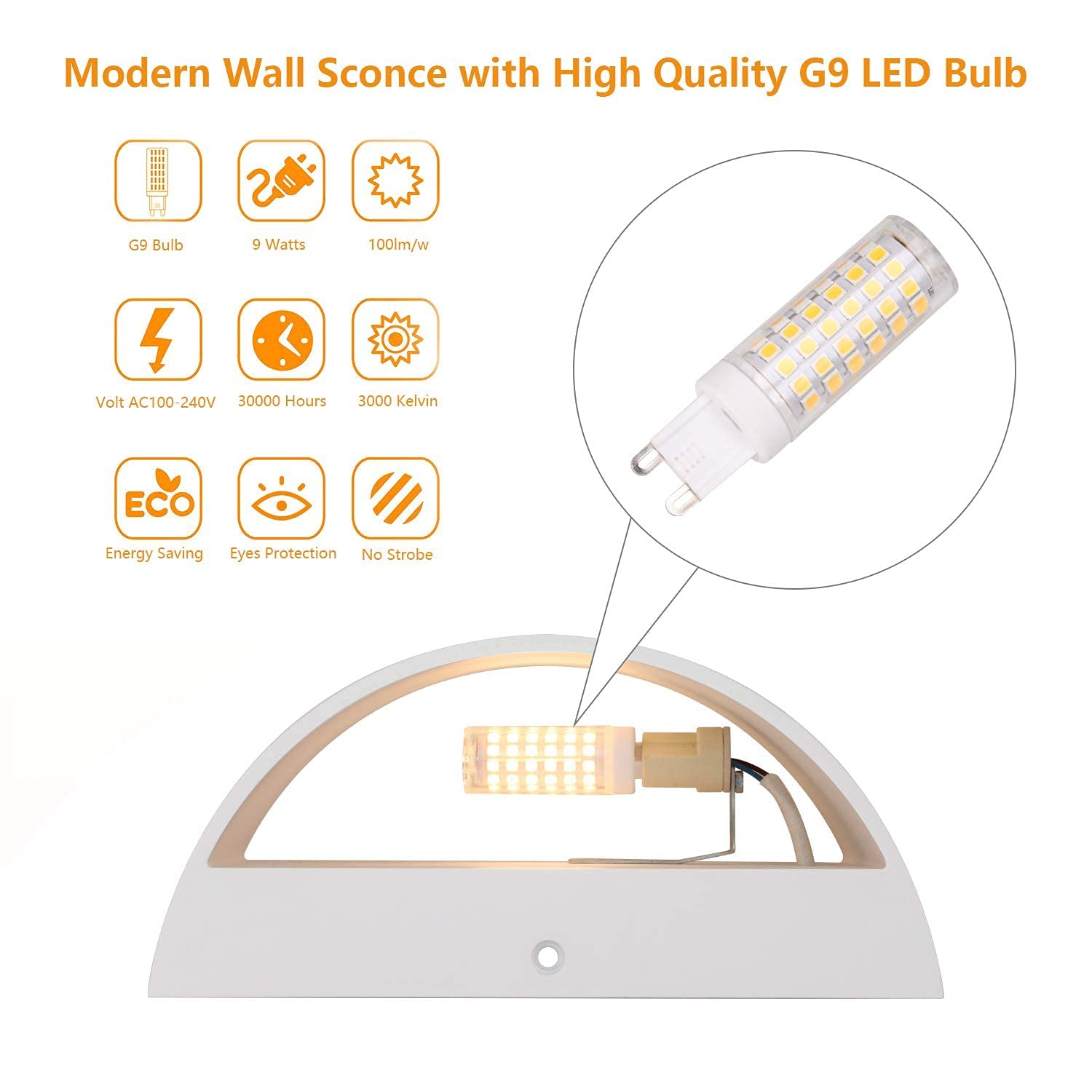 Aipsun Modern Aluminum LED Wall Sconce - Indoor Wall Lighting Fixture for Living Room, Bedroom, Hallway & Office Decor