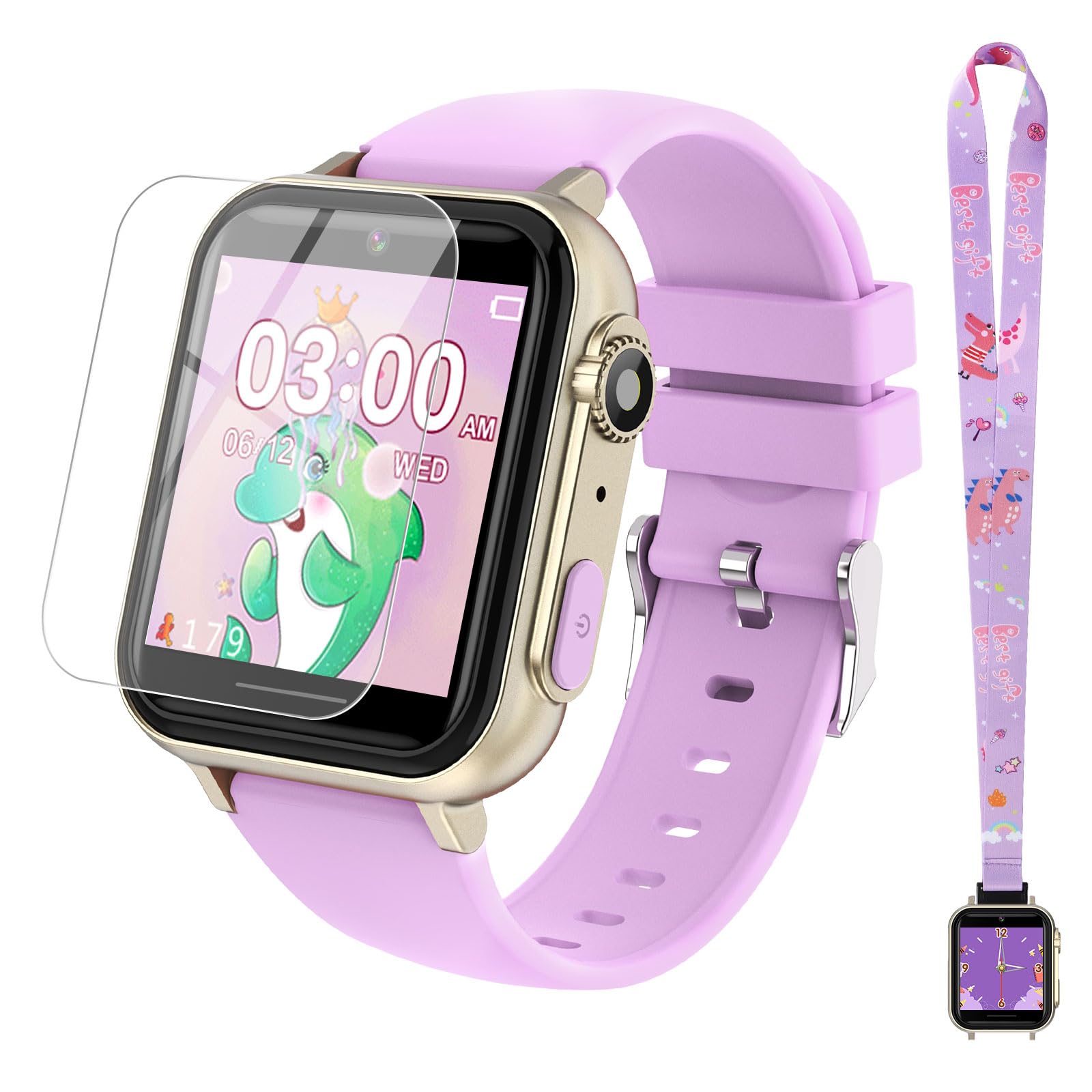 Smart Watch for Kids Ages 4-12 - Waterproof HD Touch Screen with Camera, 30+ Games & 140 Learning Cards - Educational Birthday Gift for Girls & Boys - Perfect for School, Playtime & Outdoor Activities (Purple)