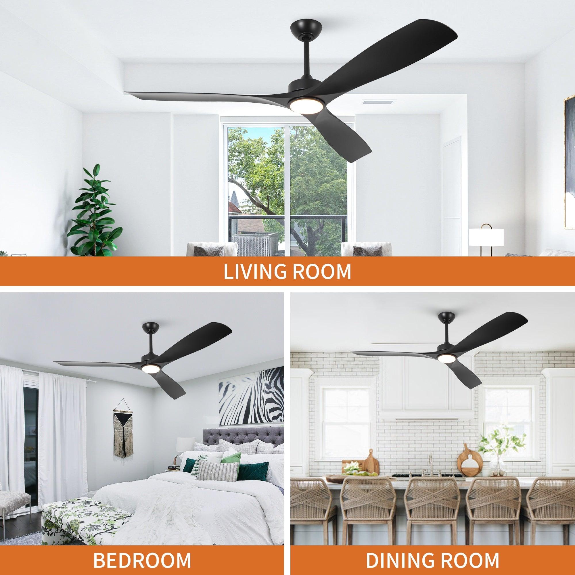 60 Inch Alexi DC Motor Modern Ceiling Fan with LED Light and Remote Control - Perfect for Living Room, Bedroom, and Office Spaces