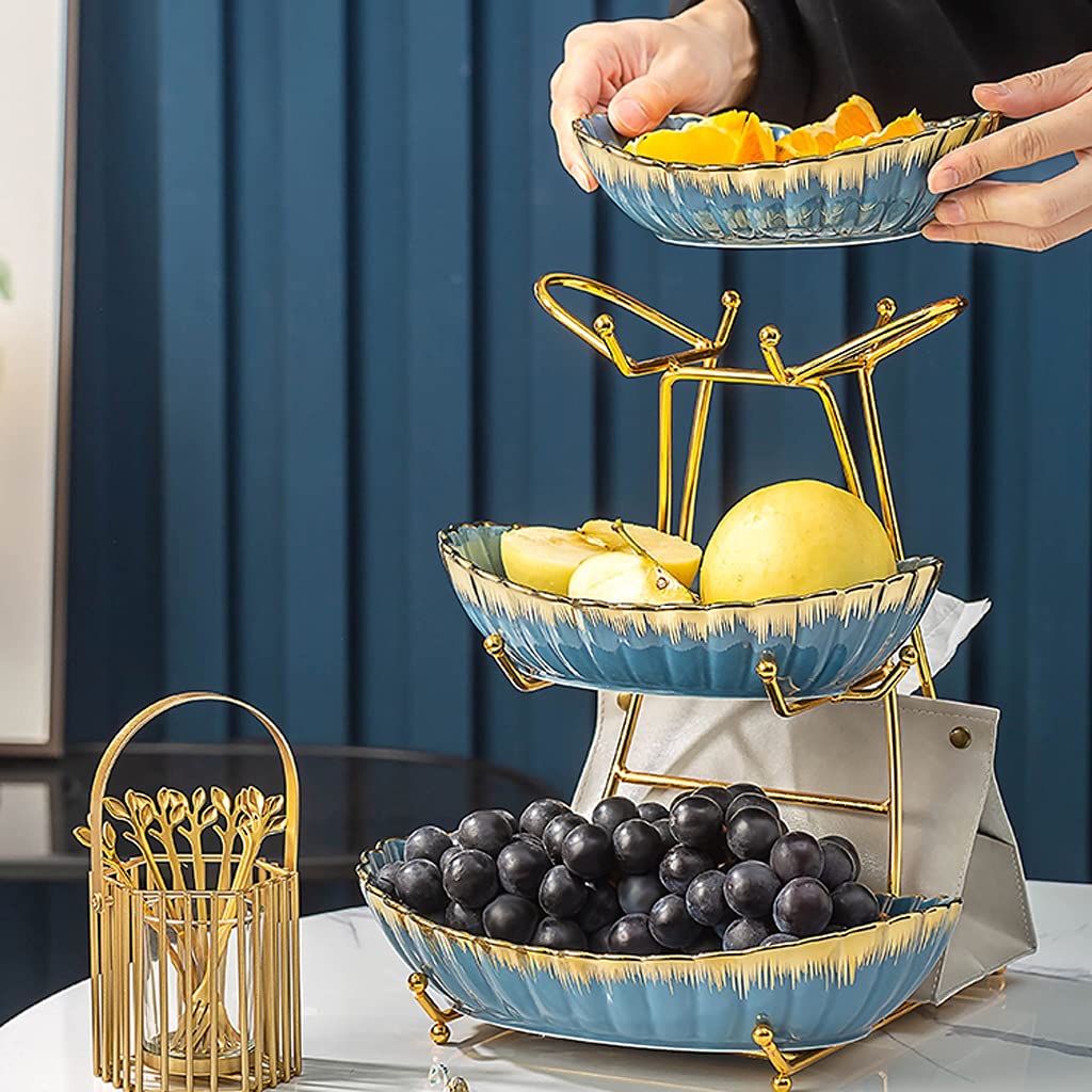 3-Tier White Modern Fruit Basket Tray - Multi-Layer Luxury Serving Dish for Living Room, Coffee Table, Dining Table | Perfect for Entertaining, Parties & Home Decor