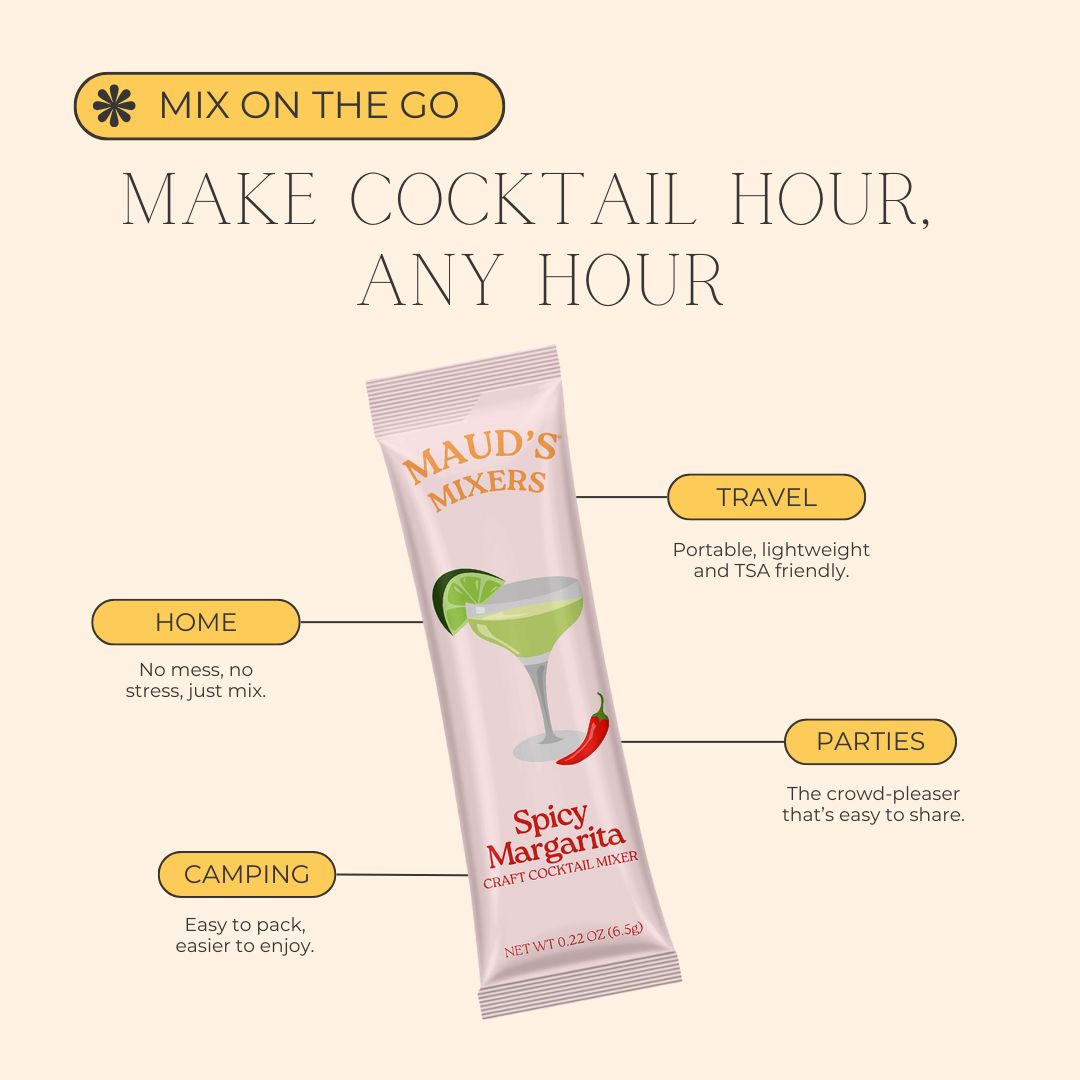 Spicy Margarita Cocktail Mix by Maud's Mixers - Premium Drink Mix for Margaritas, Cocktails & Parties - Perfect for Cinco de Mayo, BBQs & Summer Gatherings