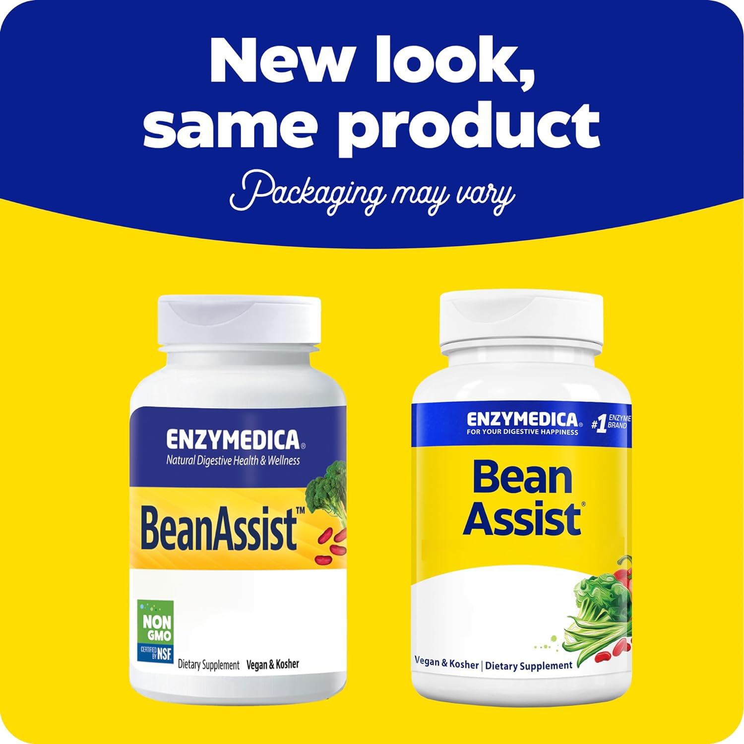 Enzymedica BeanAssist Digestive Enzyme Supplement - 30 Vegan Capsules for Gas & Bloating Relief - Gluten-Free, Soy-Free - Supports Healthy Digestion After Meals