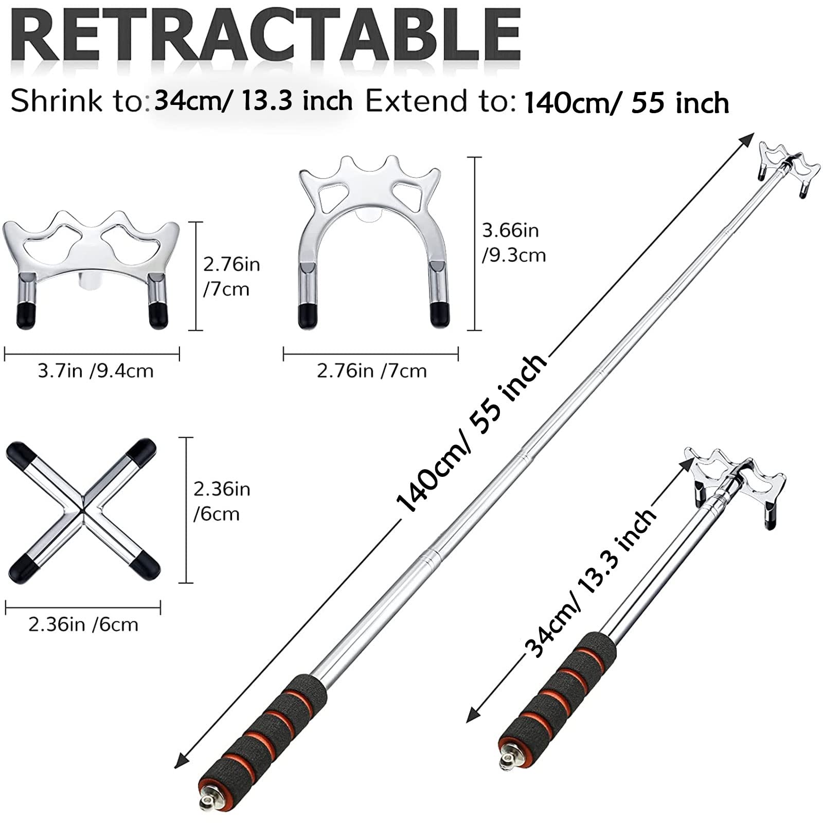 Retractable Billiards Cue Stick Bridge with Removable Brass Head - Portable Pool Table Accessory for Professional & Home Use - Perfect for Bars, Game Rooms & Pool Halls