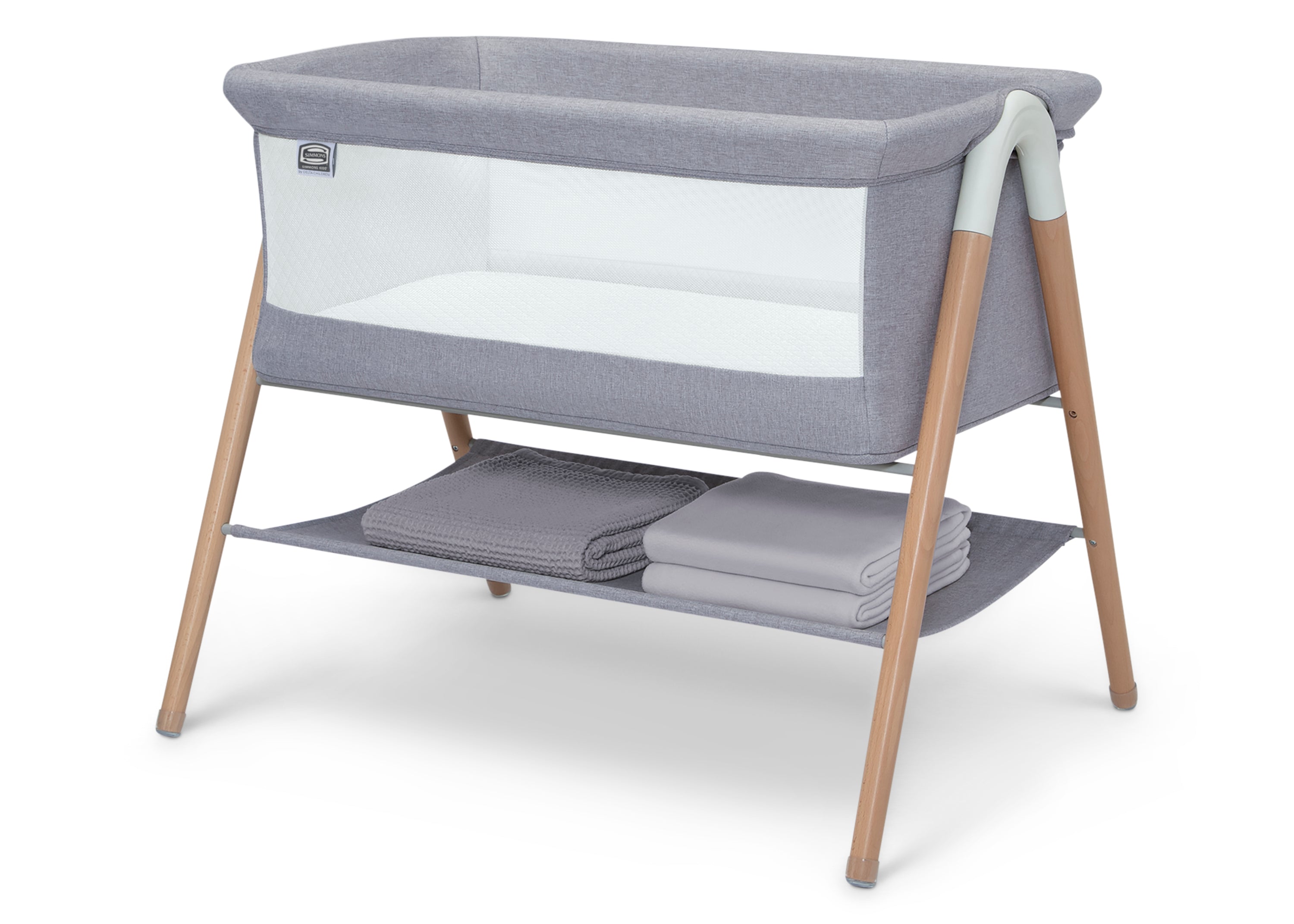 Koi by the Bed Bassinet with Natural Beechwood Legs - Portable Baby Crib for Newborns & Infants - Perfect for Nursery, Bedroom & Travel