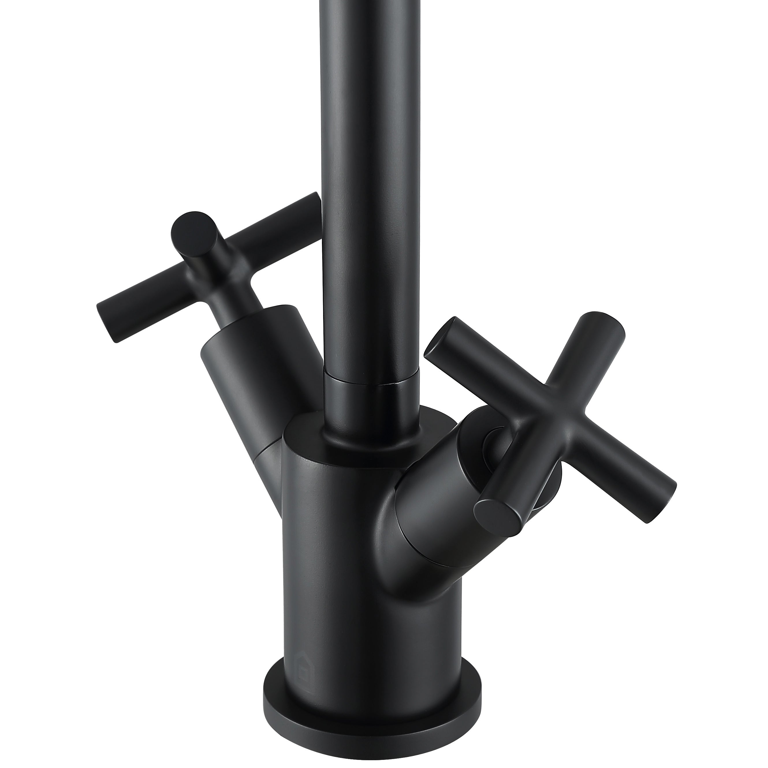 Matte Black Single Hole Cross Handle Bathroom Faucet - Ava Series | Modern Bathroom Sink Faucet for Vanity, Powder Room & Guest Bath | Durable & Stylish Design