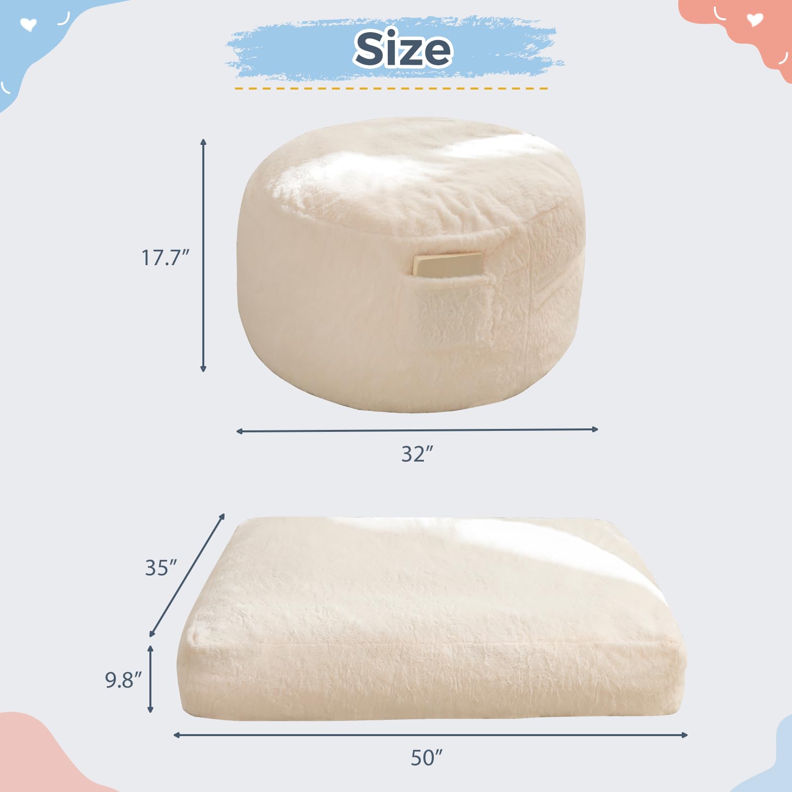 MAXYOYO Kids Bean Bag Chair Bed - Convertible Lazy Chair to Floor Mattress (Beige) | Perfect for Playroom, Bedroom & Dorm Room Relaxation