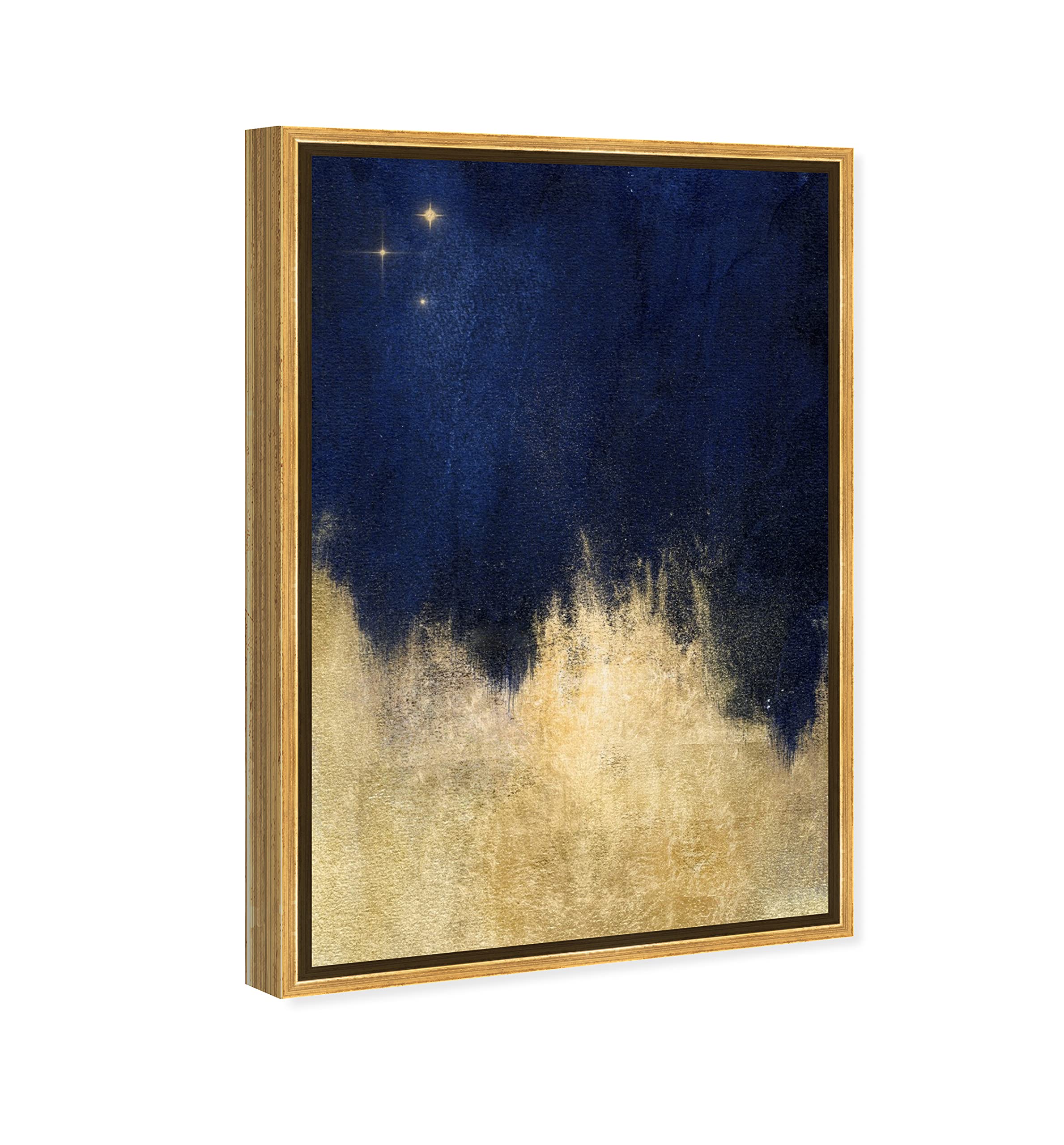 Oliver Gal Artist Co. Abstract Framed Wall Art - 'Stars at Midnight' Blue & Gold Canvas Print (45