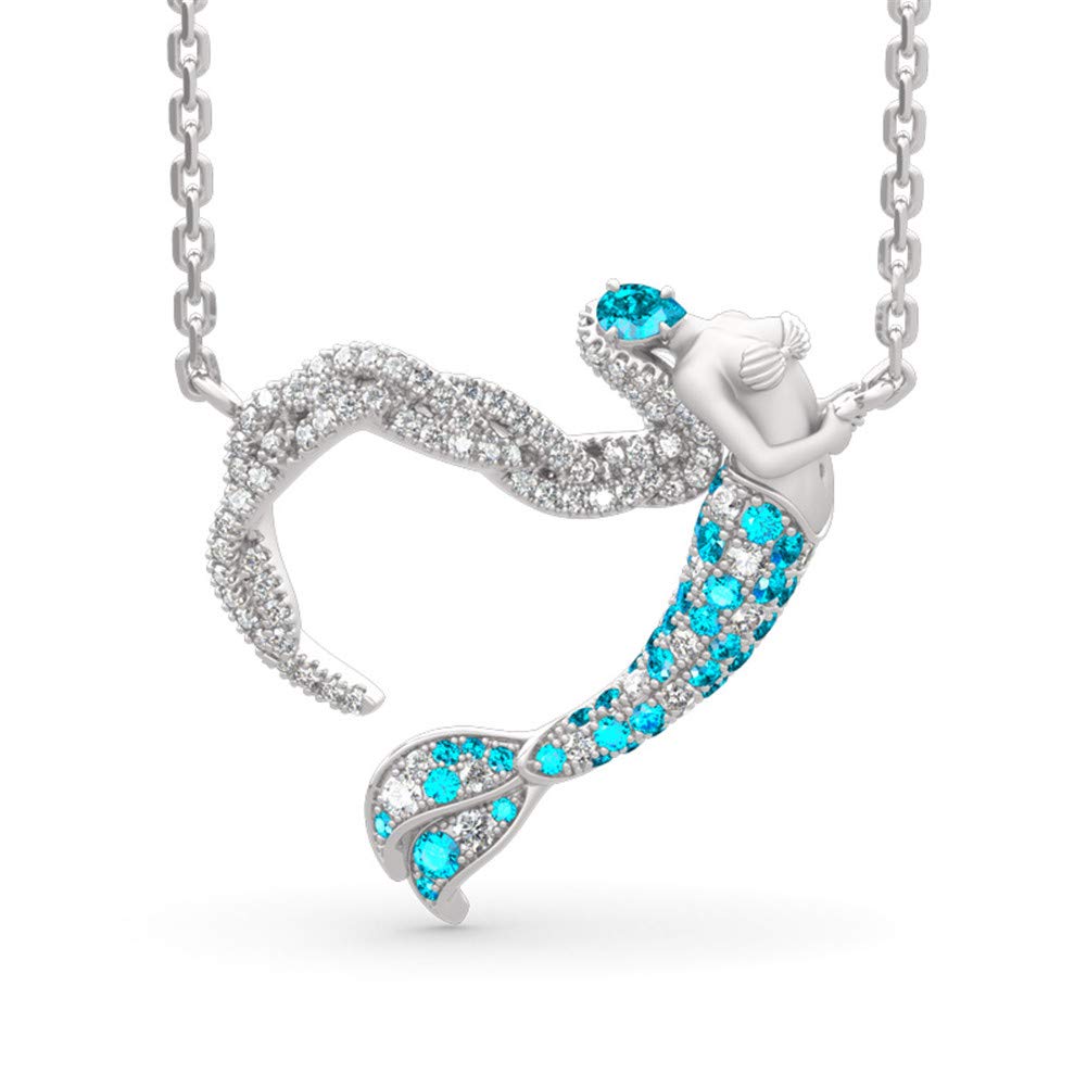 Jeulia Sterling Silver Mermaid Necklace for Women - Ocean's Light Pendant Jewelry, Valentine's Day & Birthday Gift for Her - Perfect for Beach Vacations, Date Nights & Special Occasions