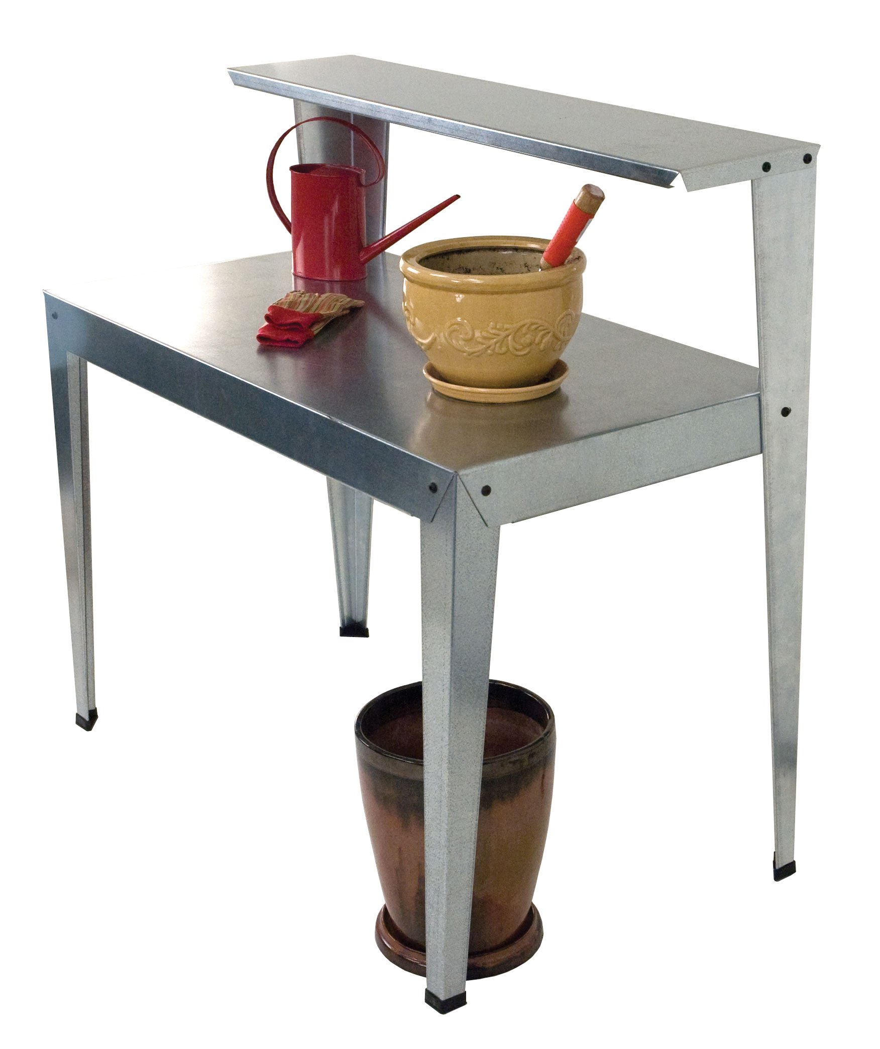 2-Tier Steel Workbench for Greenhouse, Potting, and Nursery - Heavy Duty Garage & Garden Work Table with Shelves for Plants & Tools (Silver) | Perfect for Gardening, DIY Projects & Organizing Equipment