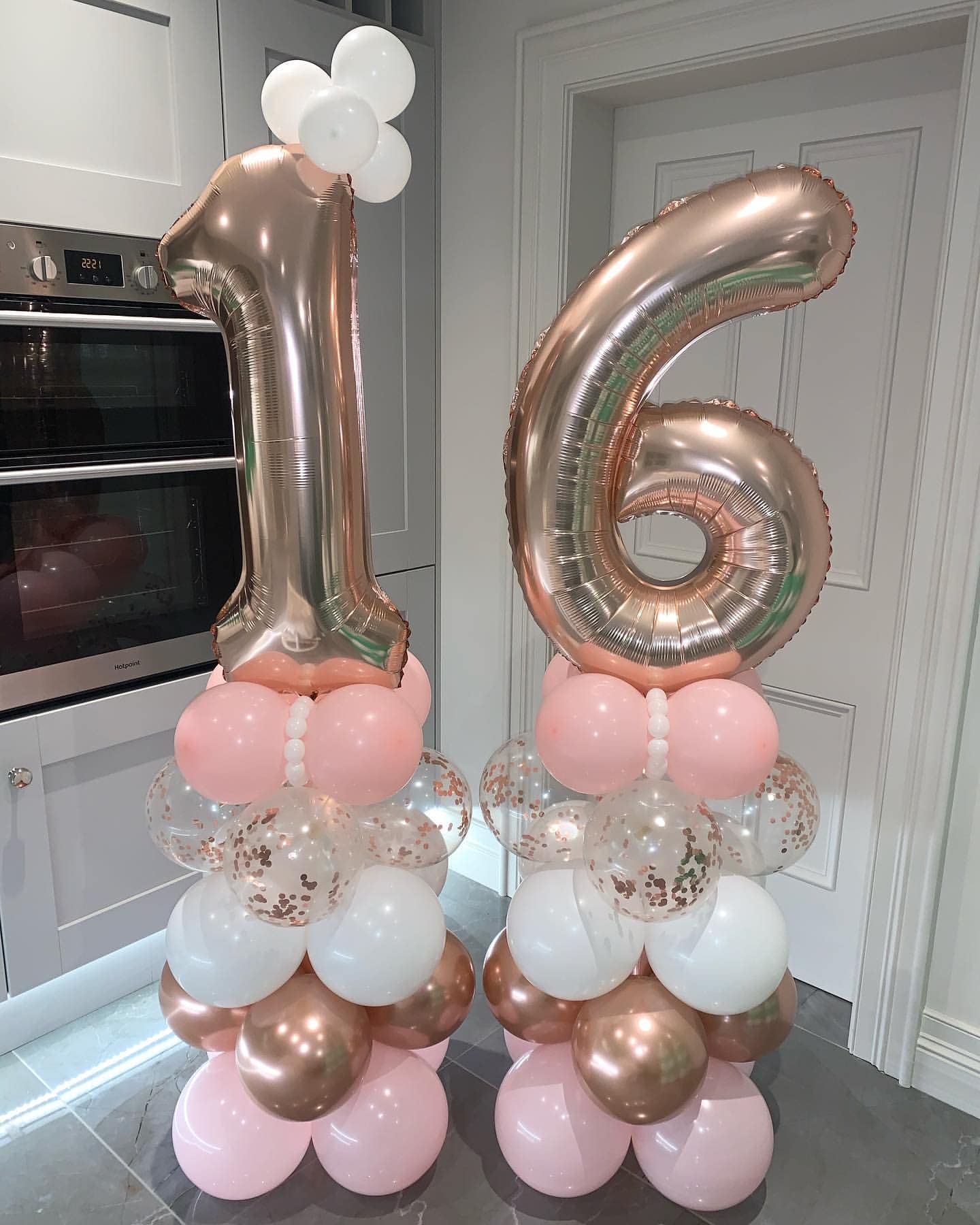 40 Inch Rose Gold 16 Number Balloons - Giant Jumbo Foil Mylar Helium Balloons for Birthday, Anniversary & Party Decorations - Perfect for 16th Birthday Celebrations, Sweet 16 Parties & Special Events