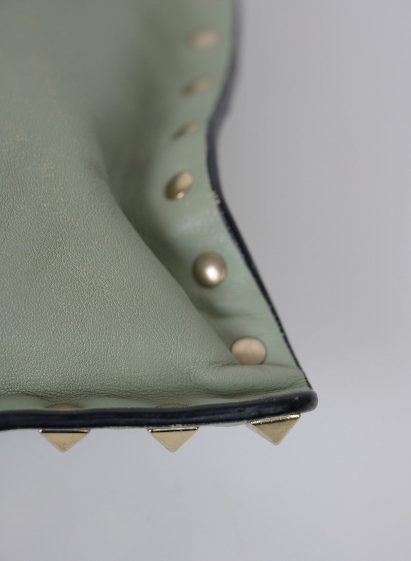Valentino Rockstud Pochette Handbag in Sage Green - Perfect for Evening Parties & Date Nights
