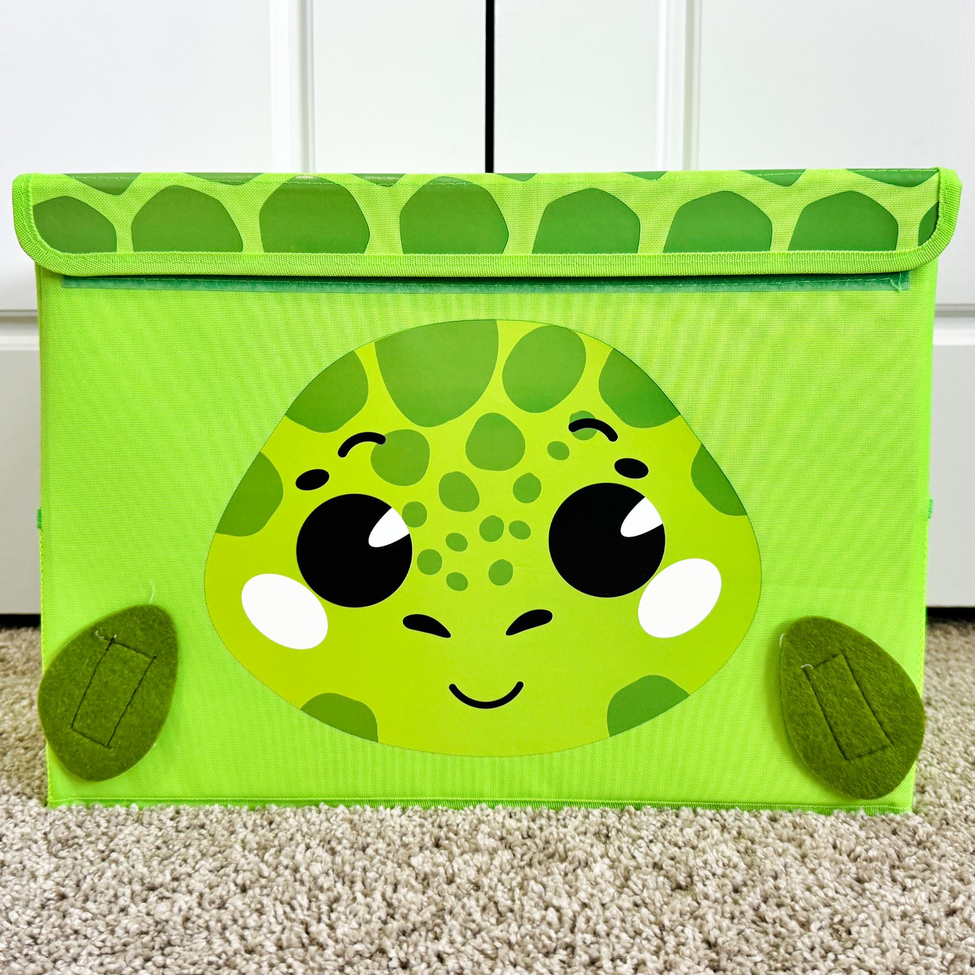 QUOKKA Kids Toy Storage Box - 16x12x10 Inch Collapsible Fabric Toy Organizer with Handles & Flip-Top Lid - Foldable Playroom Bin for Boys and Girls - Perfect for Nursery, Bedroom, and Playroom Organization