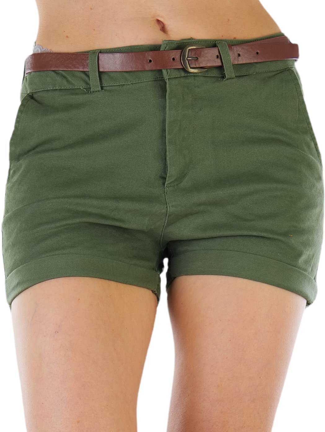 Stylish Women's Stretch Twill Denim Shorts with Pockets - Comfortable High Waisted Casual Summer Shorts for Outfits, Beach & Travel