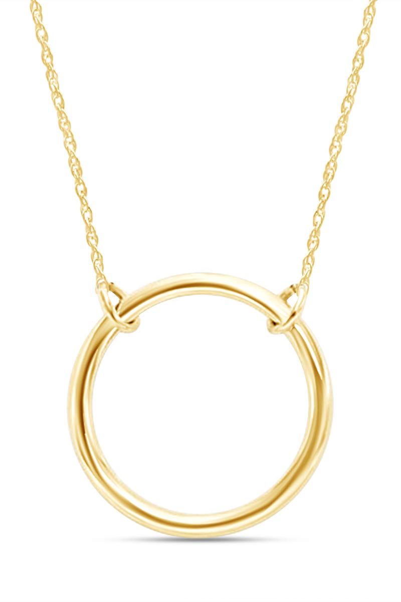 10k Gold Open Circle Pendant Necklace for Women - Minimalist AFFY Jewelry, Perfect for Everyday Wear, Gift Giving & Special Occasions