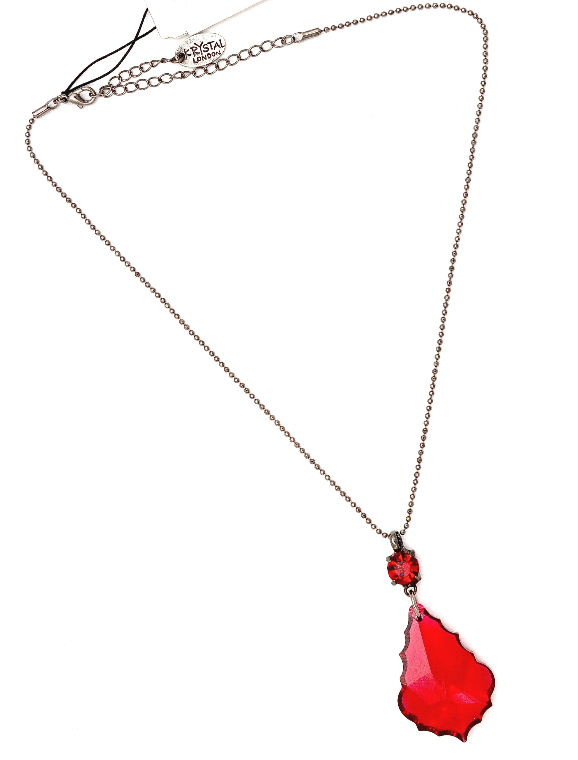 Swarovski Crystal Leaf Pendant Necklace - Red Bordeaux Genuine Swarovski Elements with 42cm Extender Chain & Lobster Clasp | Elegant Drop Necklace for Women, Perfect for Weddings, Parties & Special Occasions
