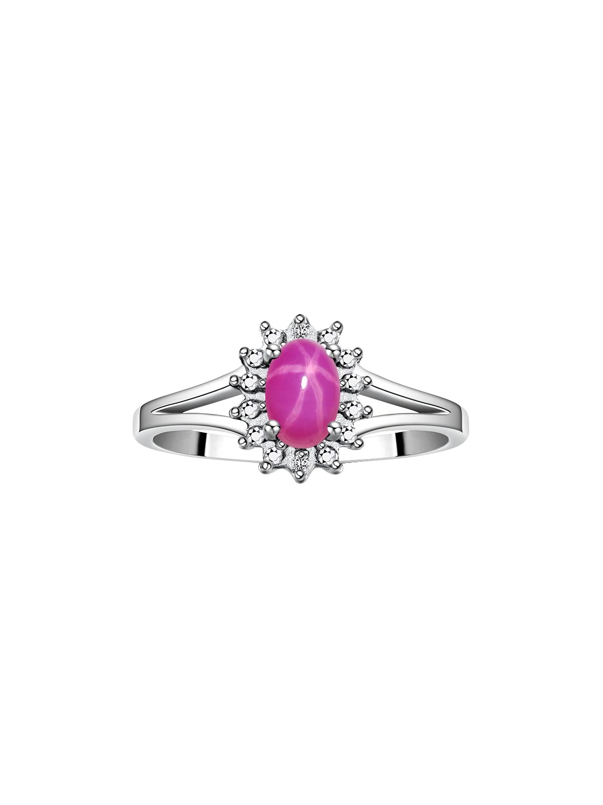 Rylos Halo Ring: 6X4MM Oval Diamond Birthstone Ring for Women in Sterling Silver - Elegant Jewelry Gift for Anniversary, Birthday & Special Occasions - Available in Sizes 5-10