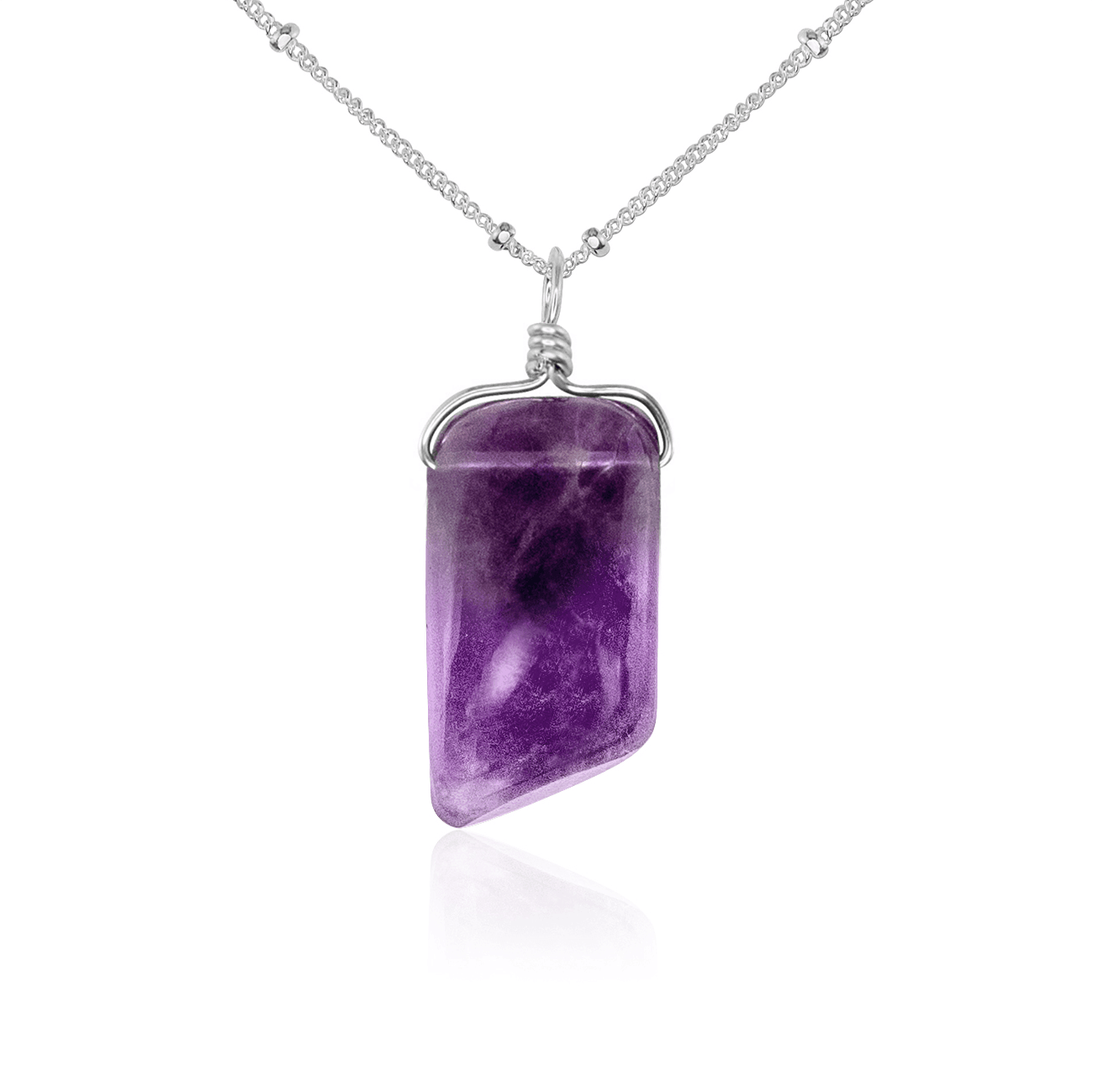 Small Smooth Amethyst Crystal Pendant Necklace - Elegant Healing Stone Jewelry for Women, Gift for Meditation & Spiritual Energy
