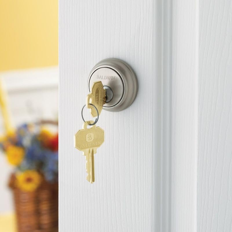 Baldwin Hardware 8021.102 Deadbolt Lock - High Security Keyed Entry Door Lock for Home & Office - Solid Brass Construction, ANSI Grade 1 Certified - Perfect for Front Doors, Back Doors & Commercial Security