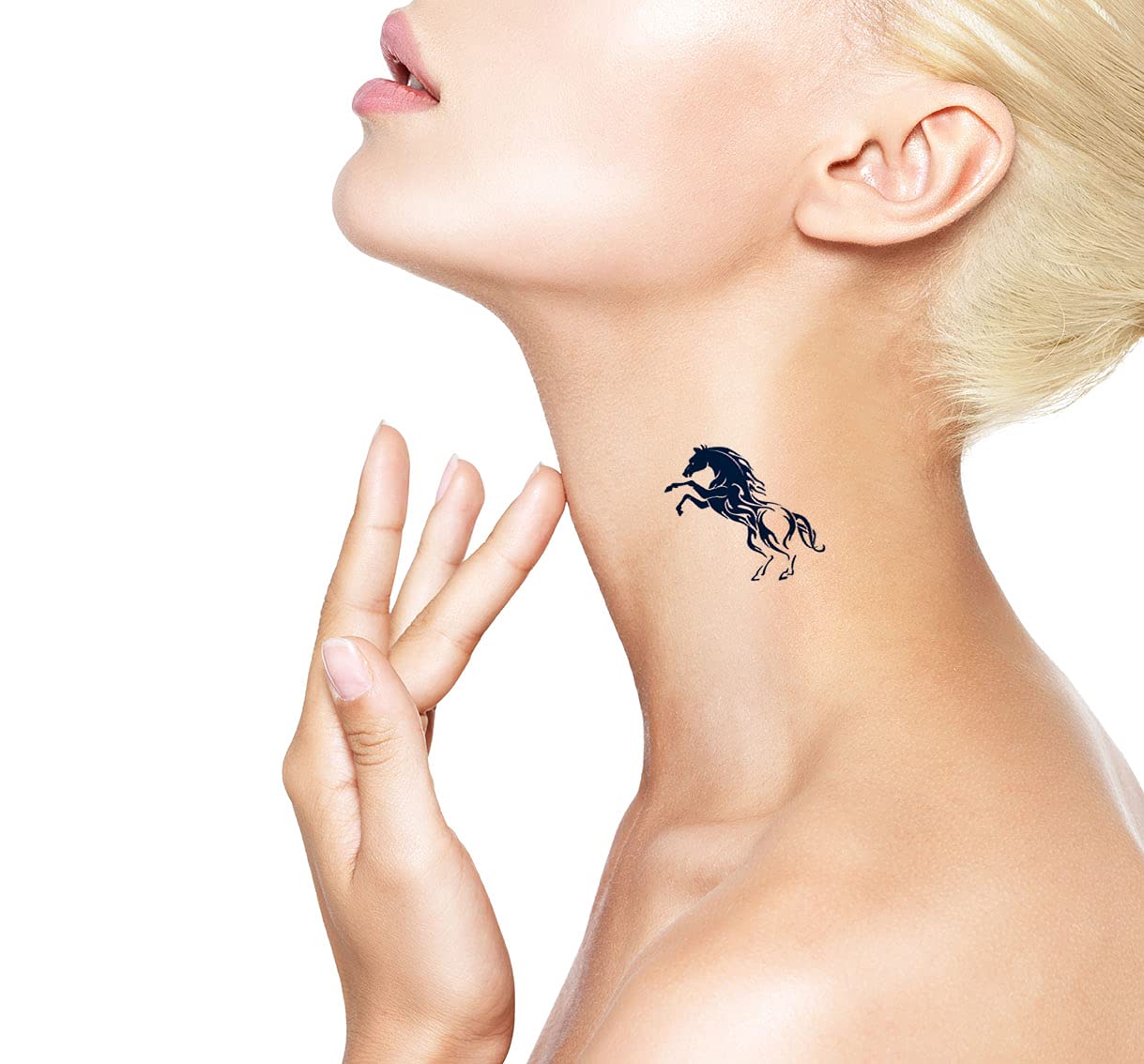 Long-Lasting 1-2 Weeks Semi-Permanent Temporary Tattoos - Realistic Animal & Tribal Designs for Men & Women (Horse, Mythical Creatures) - Waterproof Tattoo Stickers for Chest, Neck, Arm - Perfect for Parties, Halloween, Cosplay & Festivals (4 Sheets)
