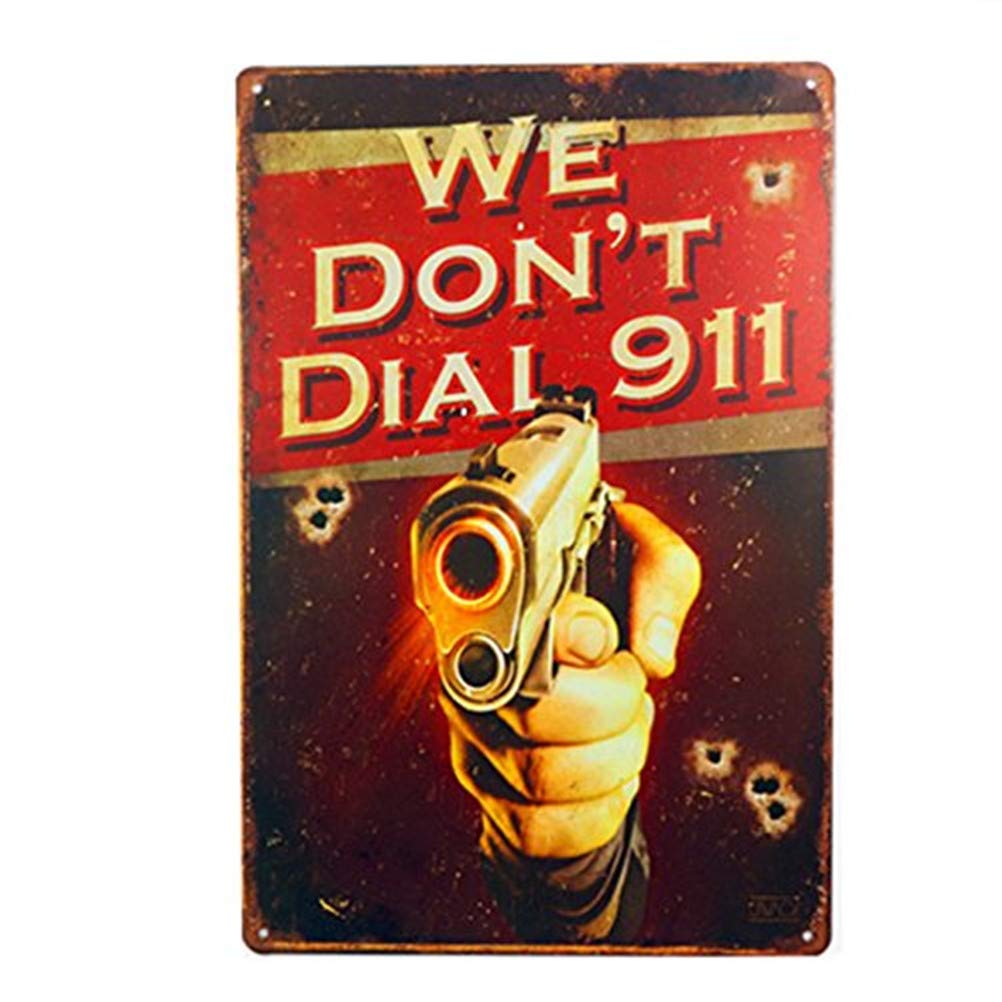 Bold No Trespassing Sign - 'We Don't Dial 911' Gun Store Warning Sign for Outdoor Business Security (M0003) - Perfect for Retail Shops, Gun Stores & Private Property Protection