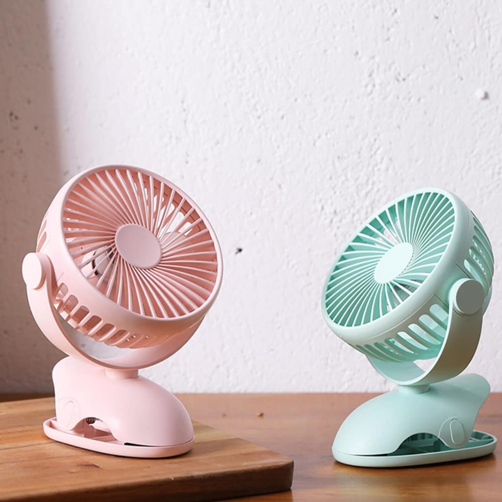 Rechargeable USB Desk Fan with Adjustable Speed - Portable Clip-on Silent Fan for Home Office, Bedroom, Car, Camping & Gym - Pink Mini Desktop Fan (15x5.6x19cm) | Perfect for Work, Travel & Outdoor Activities