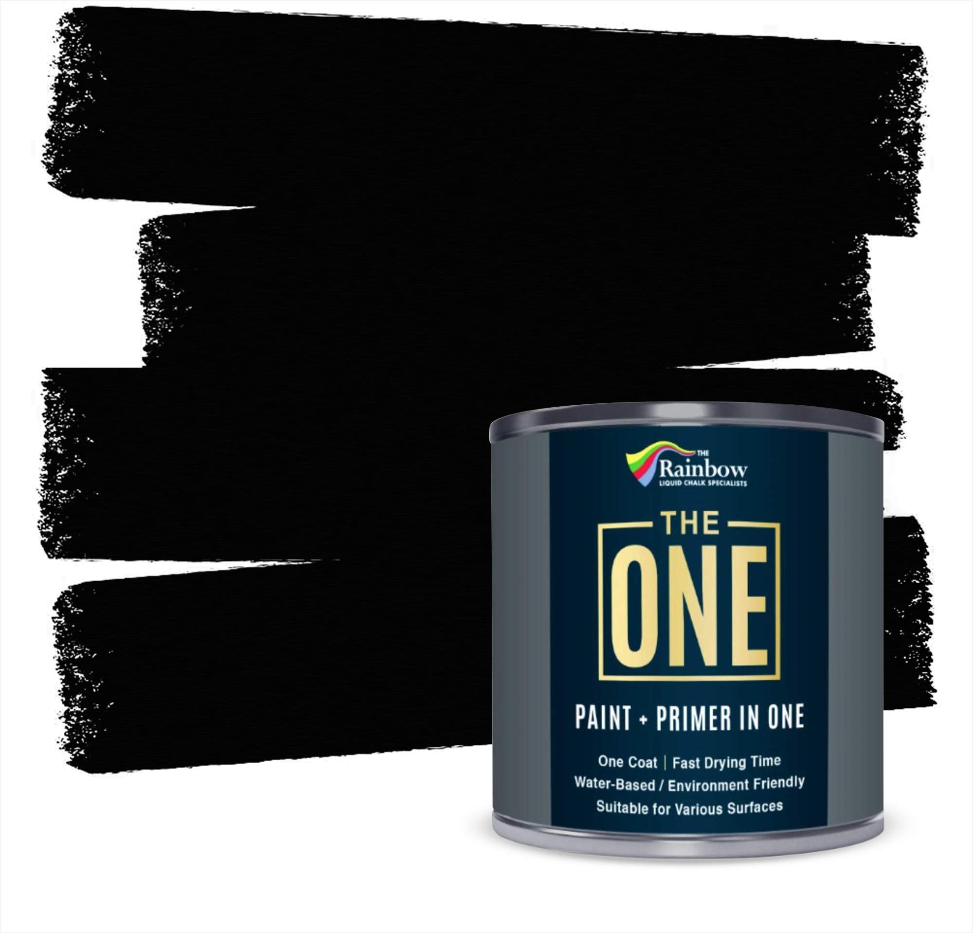 THE ONE All-in-One Paint & Primer - Most Durable Furniture, Cabinet, Door & Wall Paint for Interior & Exterior Use | Fast Drying Matte Finish | Perfect for Kitchen, Bathroom & DIY Projects (Black, 1 Liter)