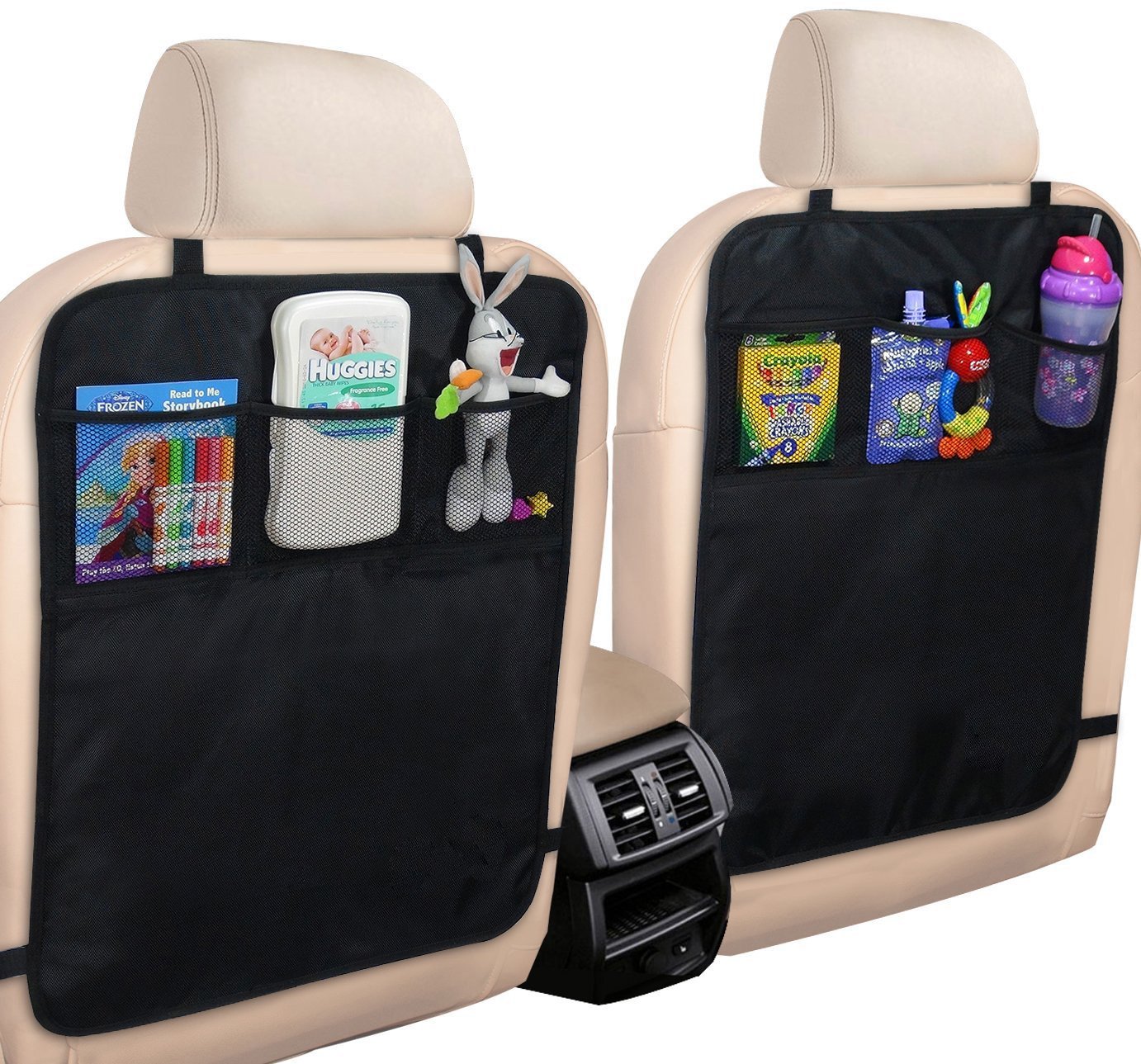 **TraveltoGO Back Seat Protector with 6 Pockets – Waterproof Car Seat Cover Organizer & Kick Mats for Kids – Tablet & Toy Holder for Road Trips & Family Travel (2-Pack, Cartoon Design)**    *(Perfect for Long Drives, School Pickups, and Keeping Your Car Clean & Organized!)*