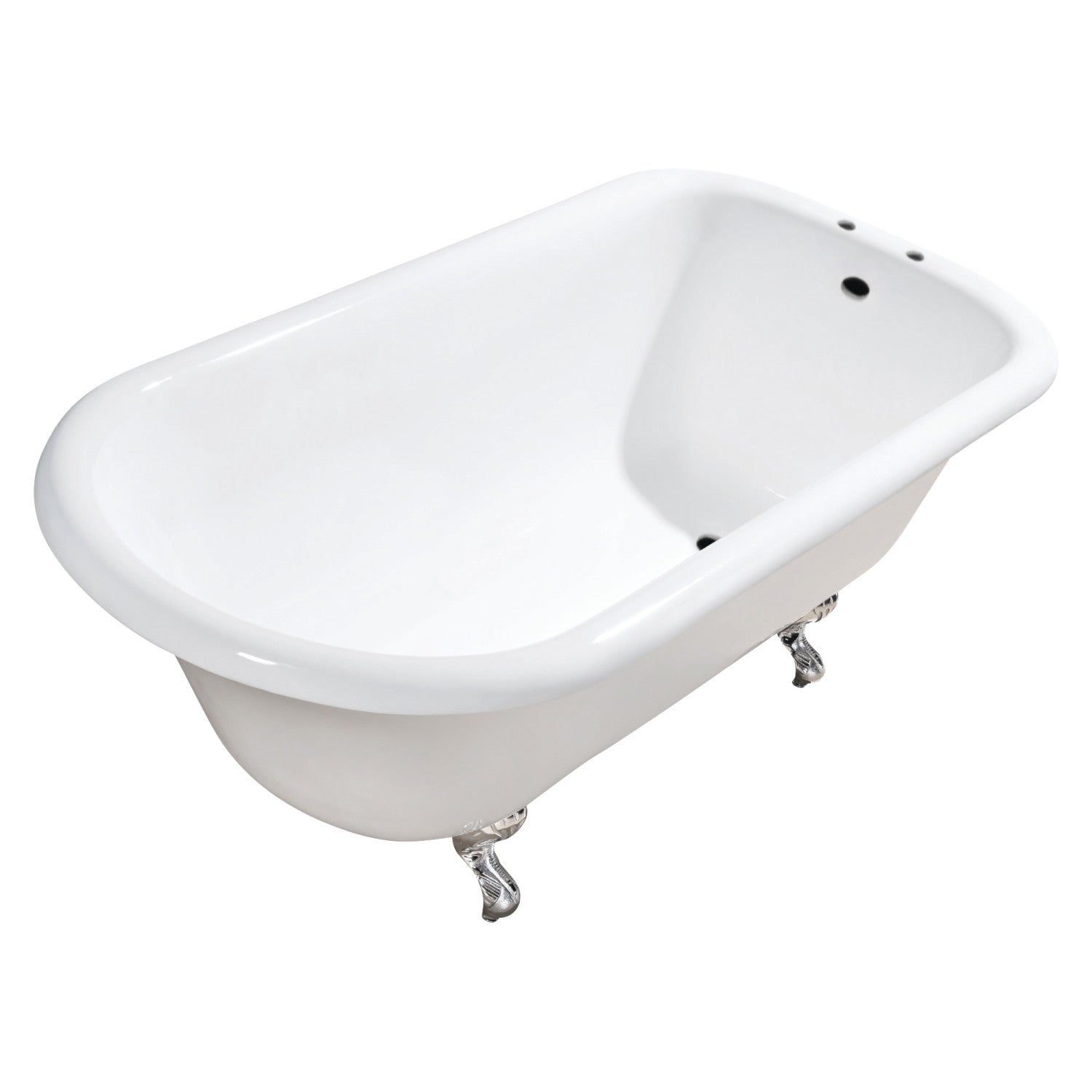Aqua Eden 54 Inch Cast Iron Clawfoot Bathtub - Classic Flat Rim Roll Top Design with 7 Inch Faucet Drillings, White & Polished Nickel Finish | Vintage Bathroom Centerpiece for Luxury Spa Experience