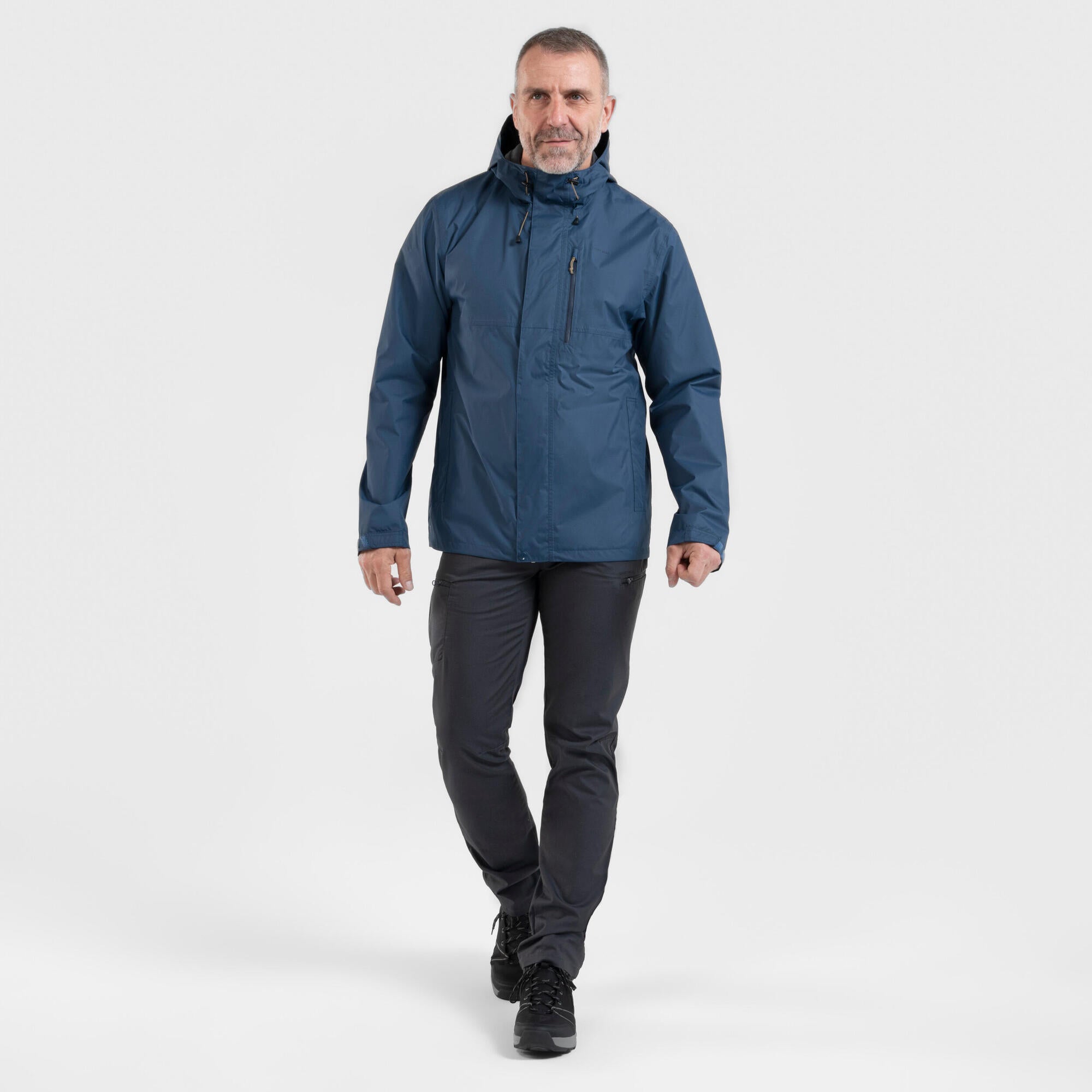 Quechua Men's NH500 Waterproof Rain Jacket - Lightweight Windproof Hiking Jacket for Outdoor Adventures & Travel