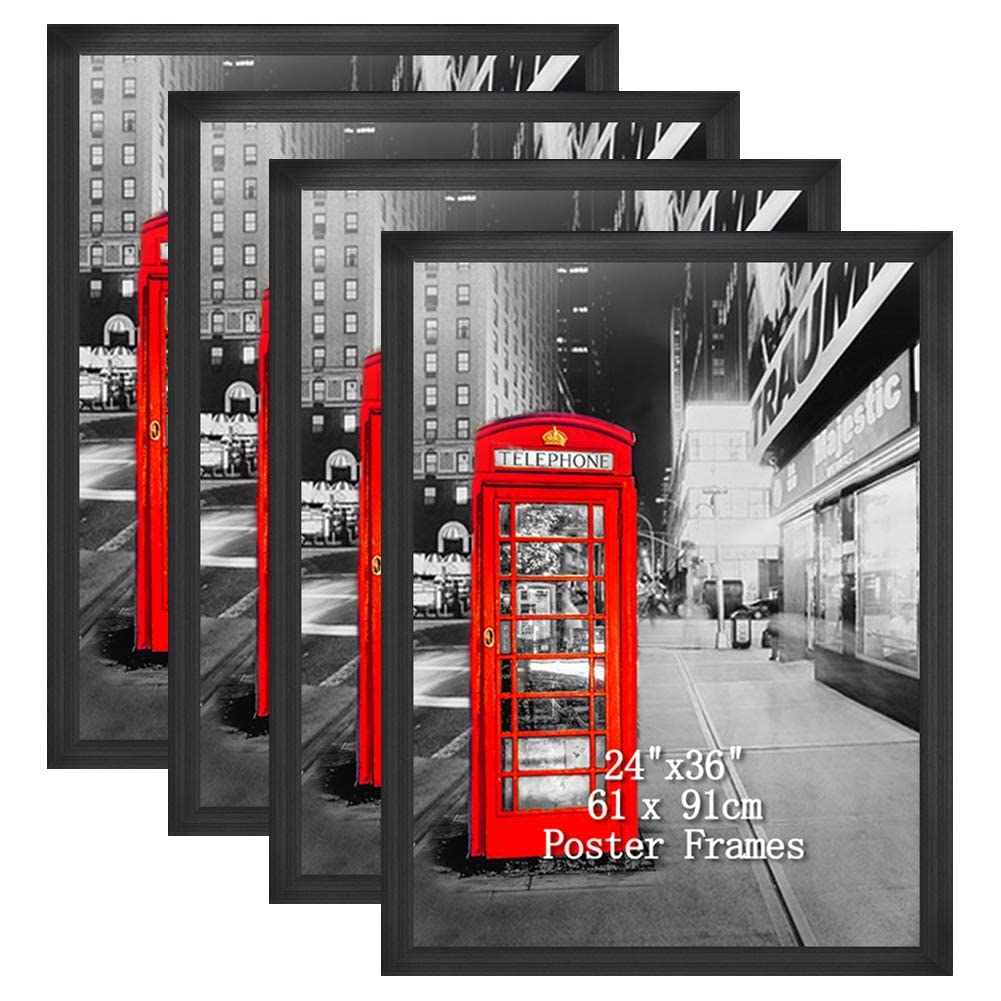 Lavezee 24x36 Black Poster Picture Frames Set of 6 - 16x20 Wall Photo Frames for Home & Office Decor - Perfect for Living Room, Bedroom, Gallery Wall Display