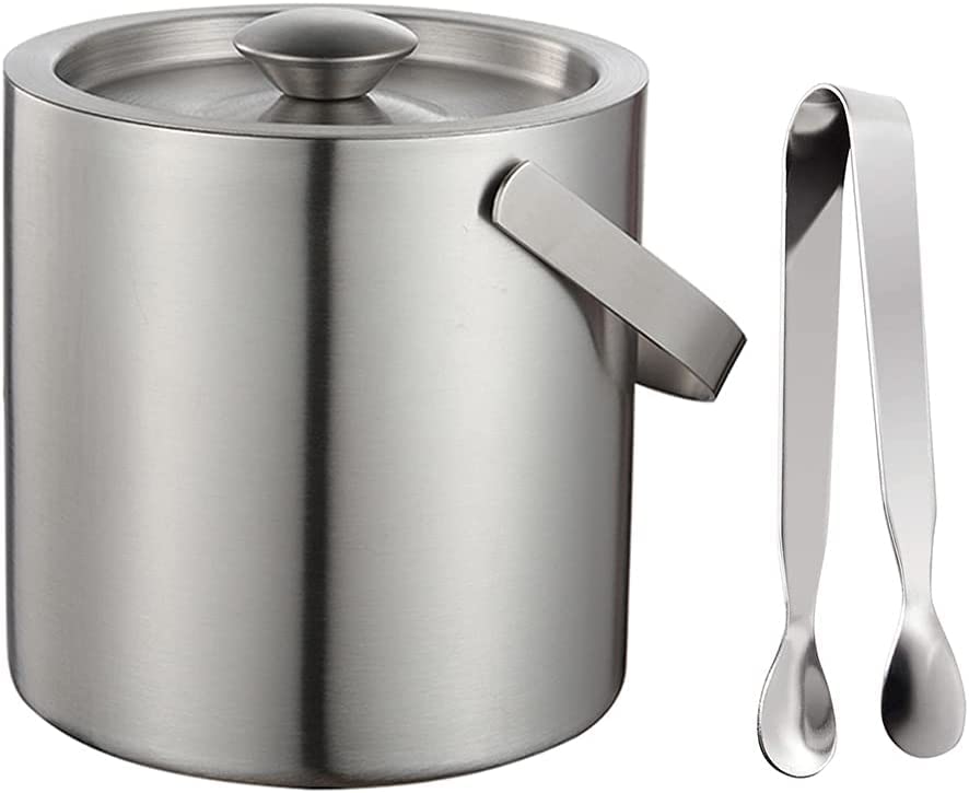 3 Liter Double Wall Stainless Steel Insulated Ice Bucket with Lid & Tongs - Perfect for Parties, Picnics, BBQs & Outdoor Events - Keeps Drinks Cold for Hours