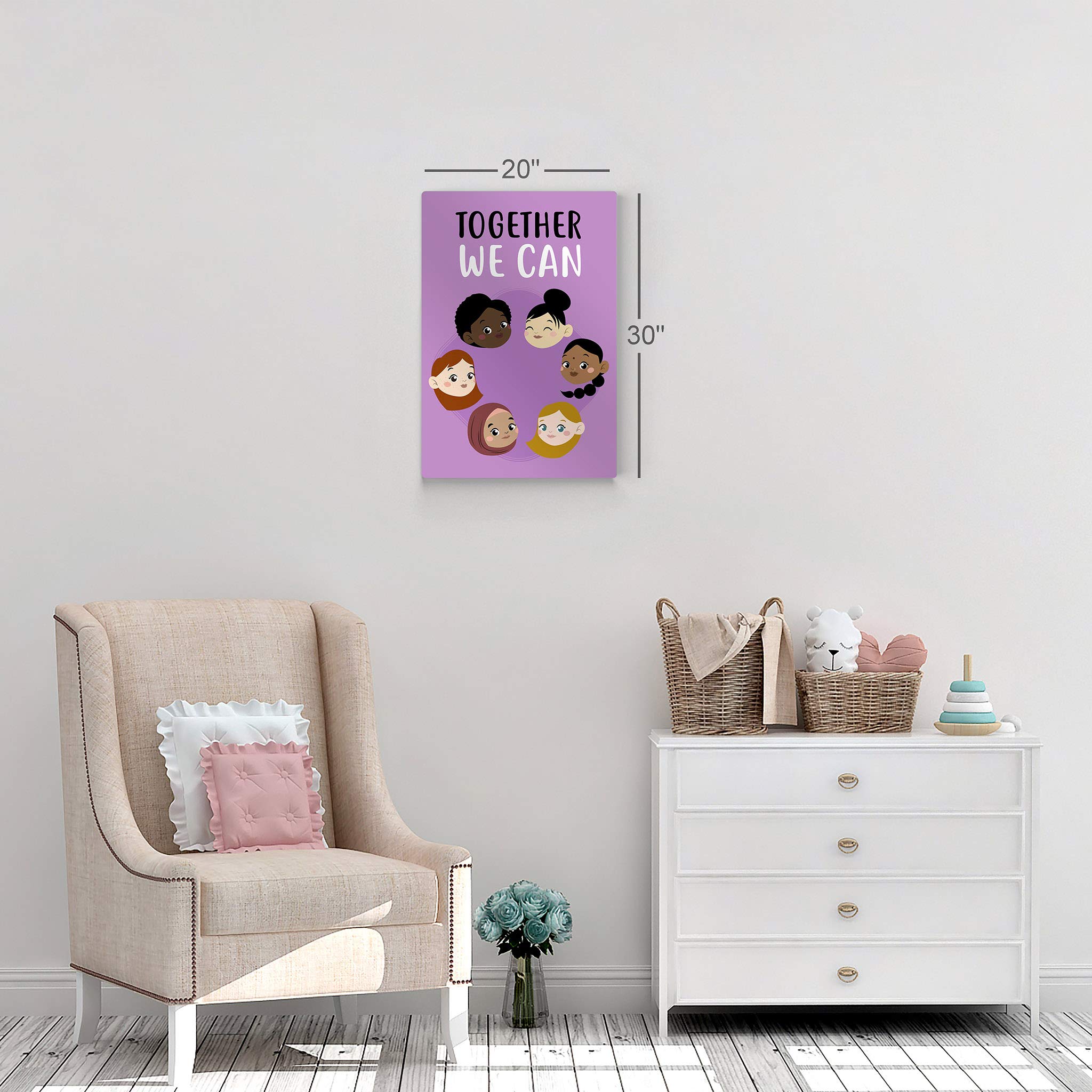 Diversity & Inclusion Metal Wall Art - 'Together We Can' Inspirational Quote Print for Kids Room, Nursery & Classroom Decor (40x30 Inches) - African, Asian, American, Hispanic & Muslim Cultural Representation | Perfect for Children's Bedrooms, Playrooms & Educational Spaces