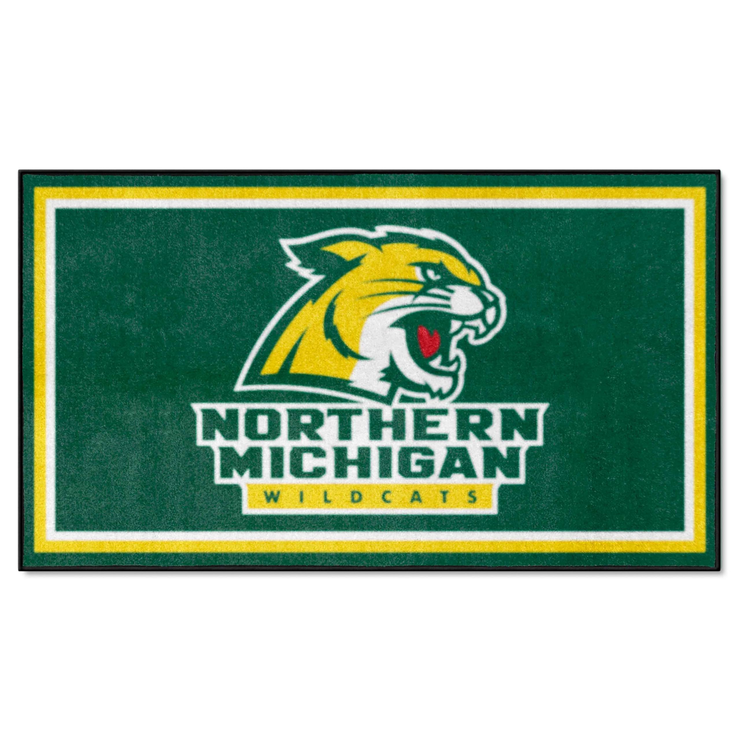 FANMATS 26992 NCAA Northern Michigan Wildcats 3ft x 5ft Plush Area Rug - Soft Sports Fan Rug for Home Decor, Game Room & Tailgating | Perfect for Dorm Rooms, Man Caves & Football Parties