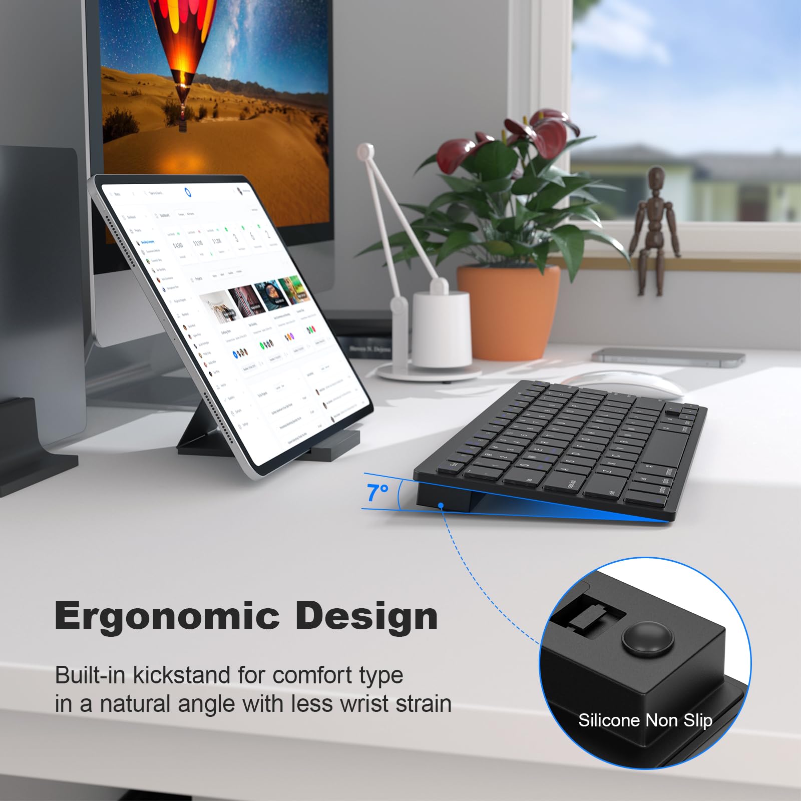MOFII Ultra-Slim Bluetooth Wireless Keyboard - Compatible with iPad, iPhone, Tablet, Laptop (iOS, Mac OS, Android, Windows) - Perfect for Home Office, Travel & Remote Work - Black