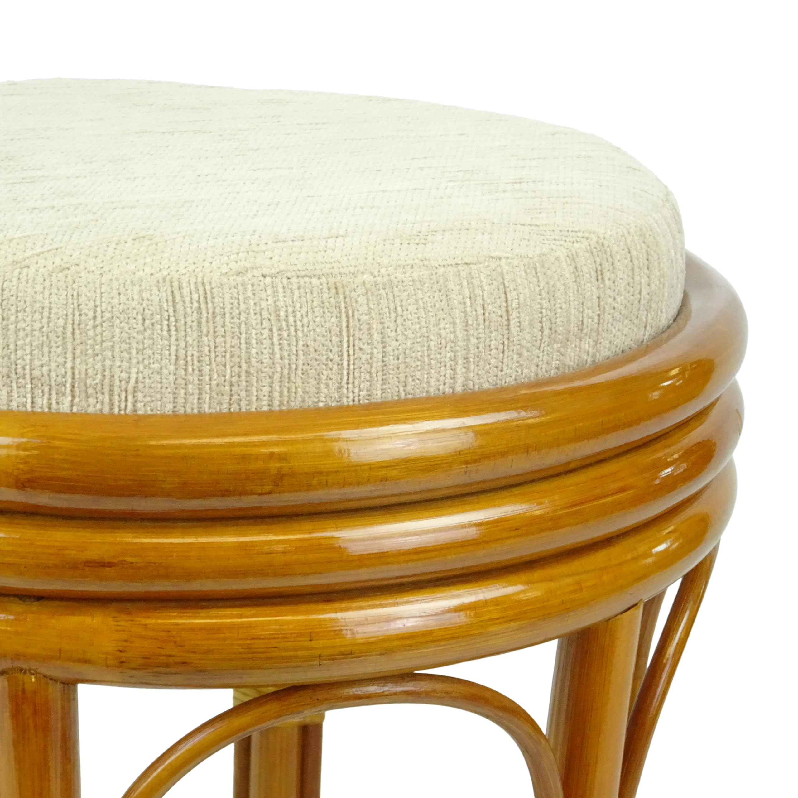 Handmade Rattan Vanity Stool for Bedroom - Fully Assembled Wicker Ottoman with Colonial Style - Perfect for Dressing Table, Makeup Seat, or Bedside Decor