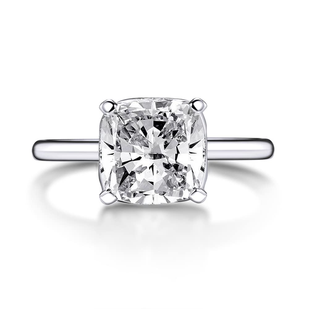 3 Carat Moissanite Engagement Ring for Women - 3ct D Color VVS1 Simulated Diamond Wedding Band - Sterling Silver Plated with 18K White Gold - Perfect for Proposals, Anniversaries & Special Occasions