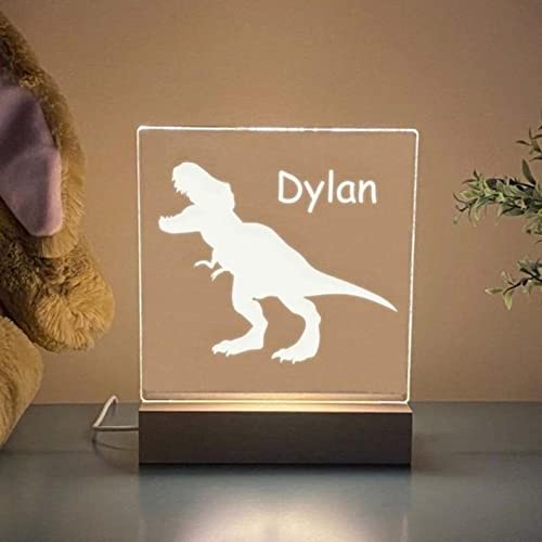 Personalized Dinosaur Night Light for Kids - Custom Name LED Nursery Lamp, Bedroom & Playroom Decor - Perfect Gift for Children's Rooms, Birthday & Christmas Presents (Ideal for Bedtime, Nighttime Comfort & Soothing Ambience)