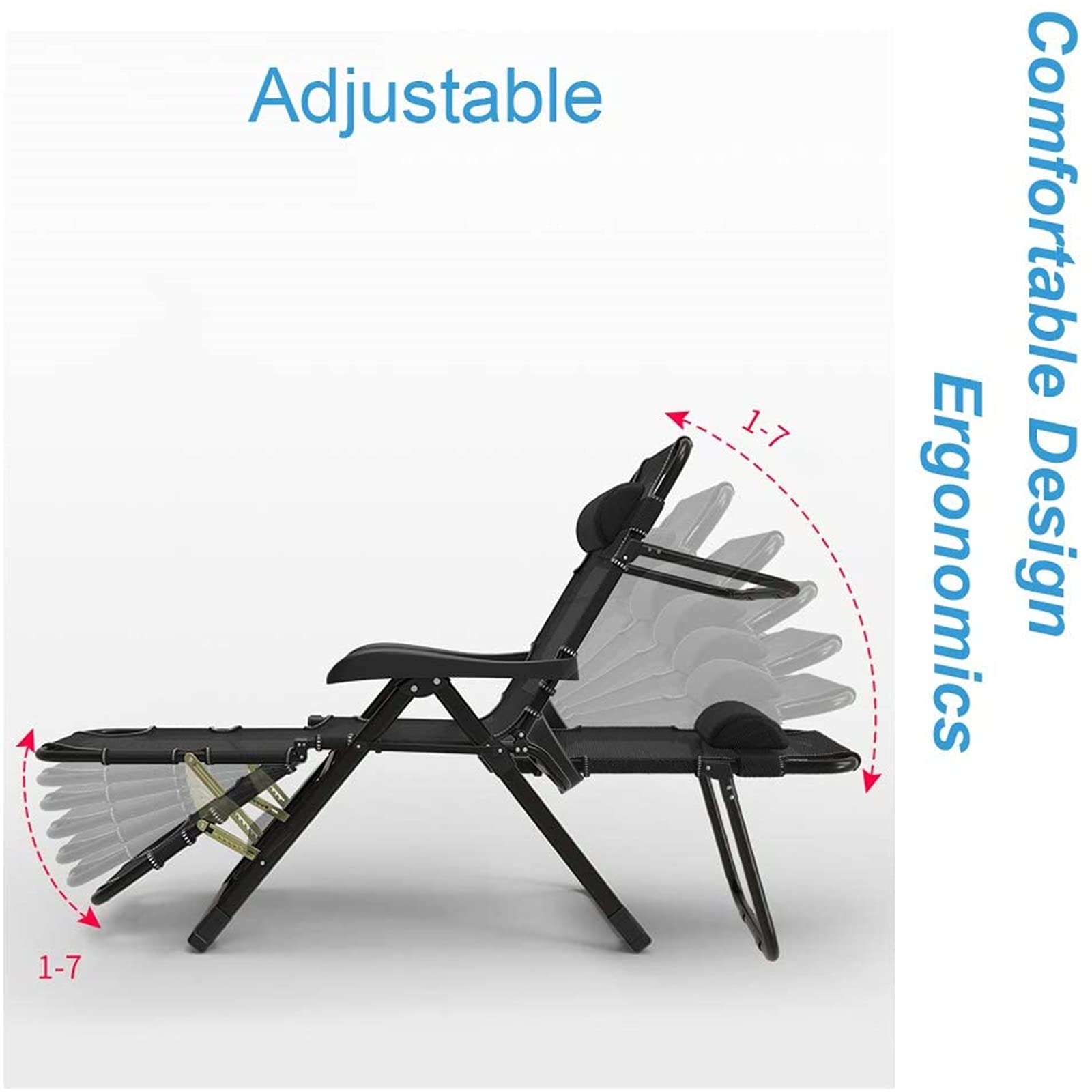 CHLDDHC Extra-Wide Foldable Sun Lounger with Footrest - Heavy Duty 330lbs Capacity Metal Deck Chair for Adults - Perfect for Poolside, Patio, Beach & Outdoor Relaxation