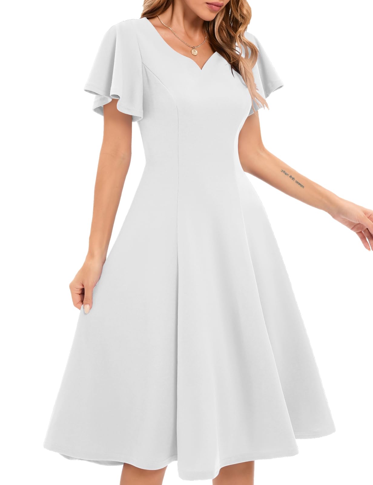 Vintage Wedding Guest Dress for Women - Short Sleeve Fit & Flare Cocktail Dress for Tea Party, Bridal Shower, and Formal Occasions